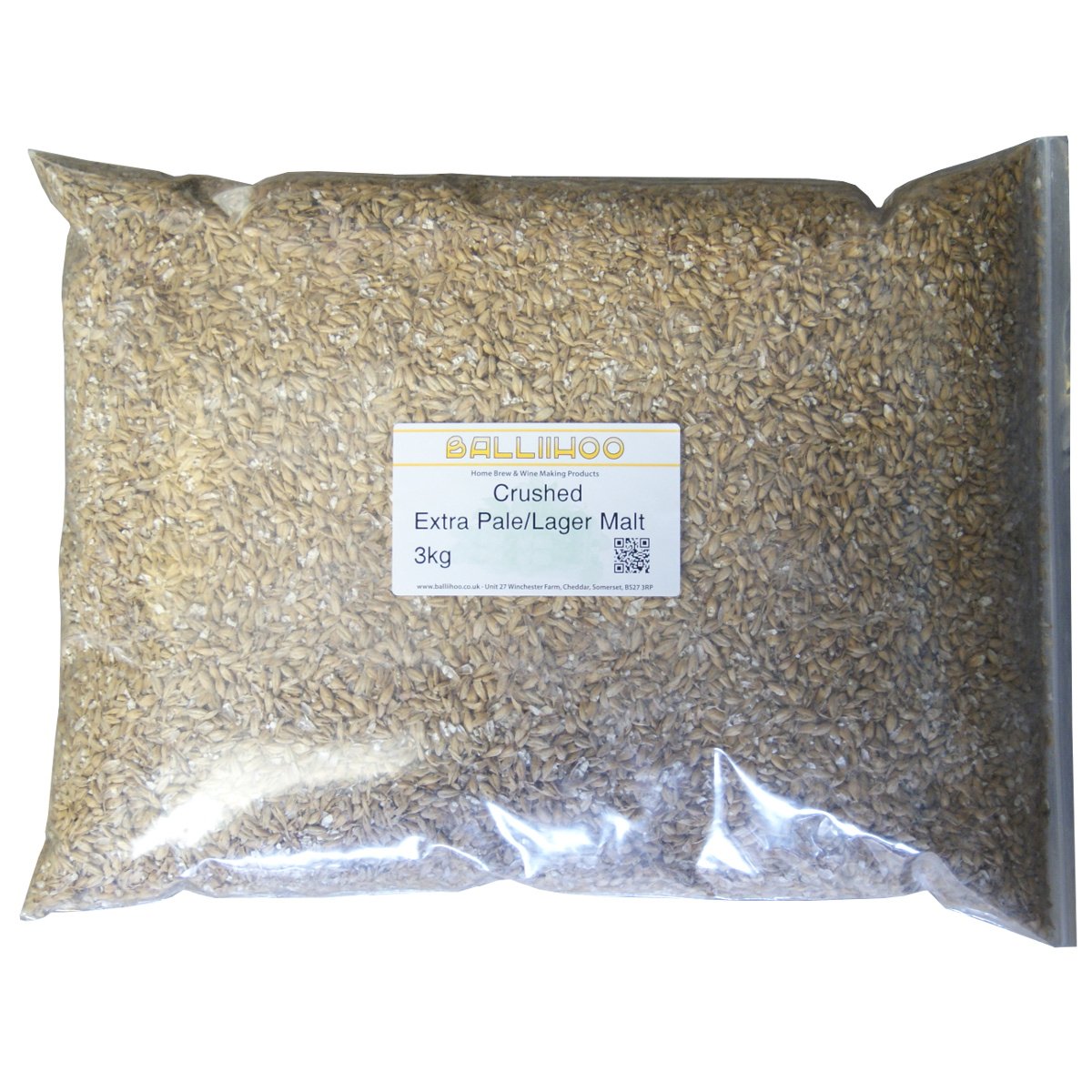 BALLIIHOO 3kg Pack of Crushed Extra Pale/Lager Malt