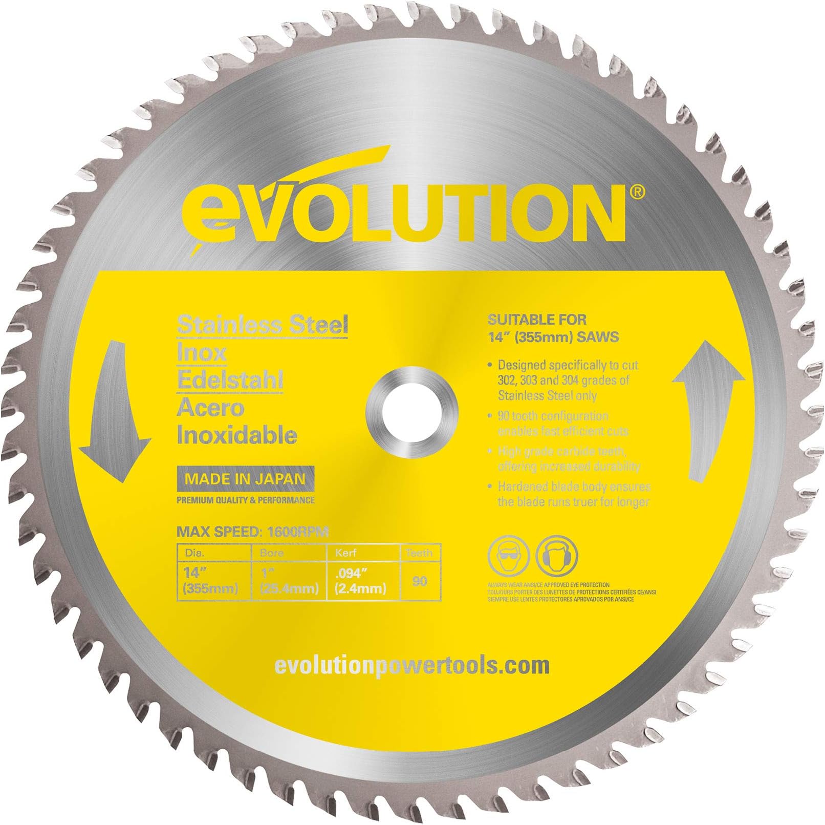 14BLADESS Stainless Steel Cutting Saw Blade, 14-Inch x 90-Tooth, Yellow