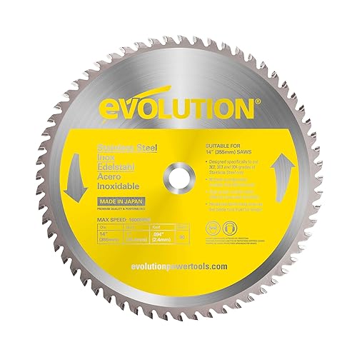 Evolution 14BLADESS | 14" 90T Stainless Steel Blade | TCT Saw Blade for Evolution S14CPS, S15CPS, S355MCS, S355CPSL | 1" Arbor | Max 1600 RPM | Precision Stainless Steel Cutting for Metalworking