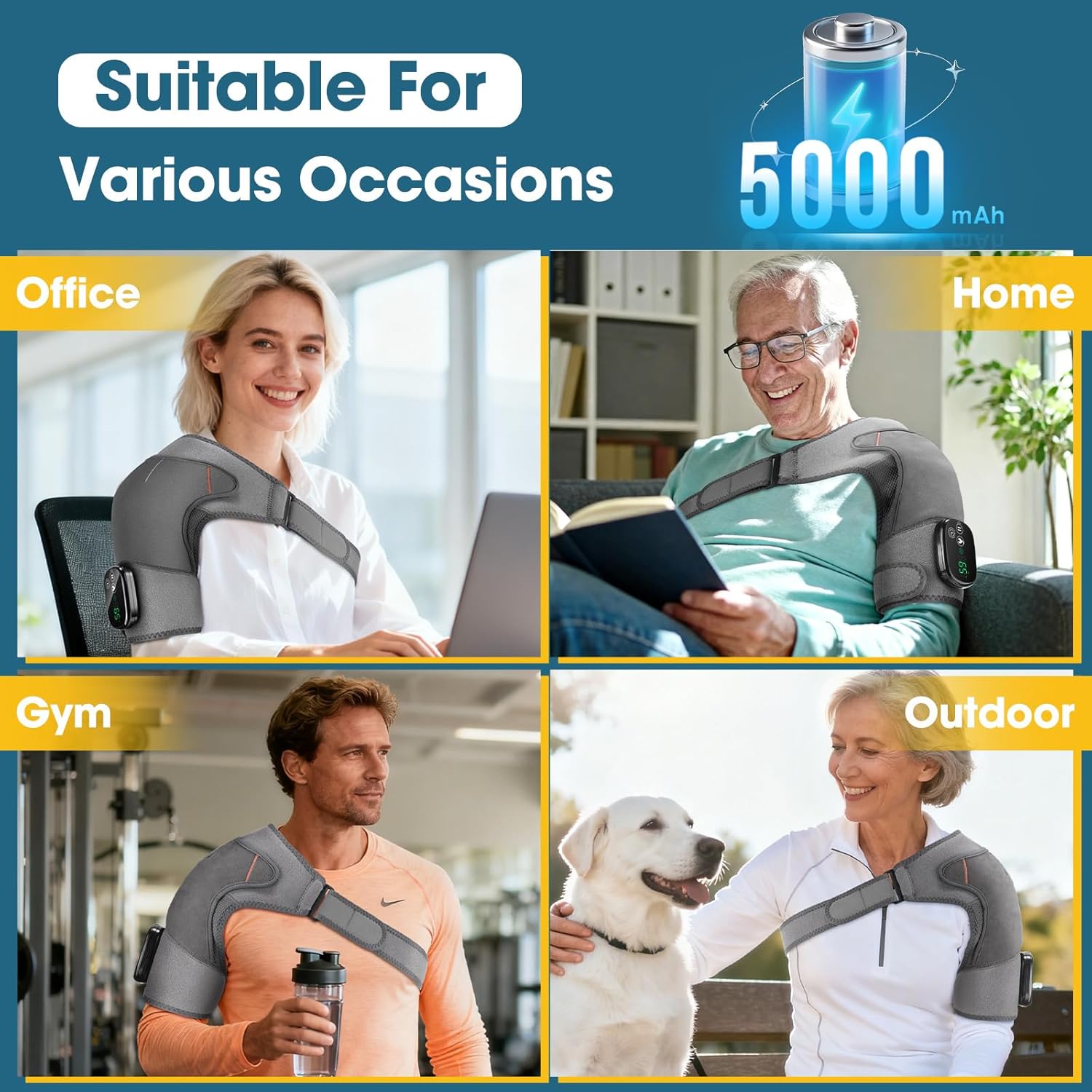 Upgraded Shoulder Heating Pad, Heated Shoulder Brace with 5 Heat Levels and 5 Vibration Modes for Men and Women Rotator Cuff, Arthritis and Frozen Shoulder Pain Relief