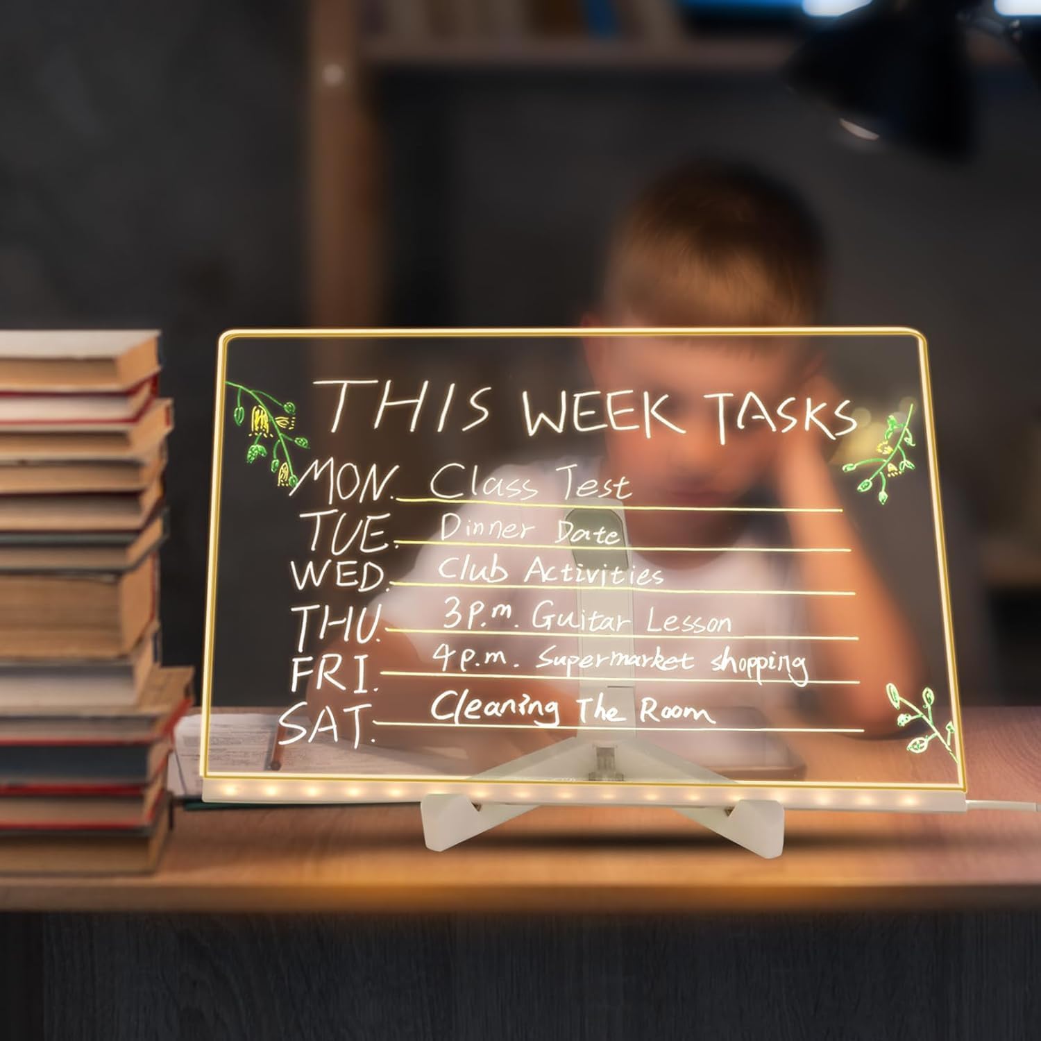 LED Note Board with Colors Acrylic Dry Erase Board with