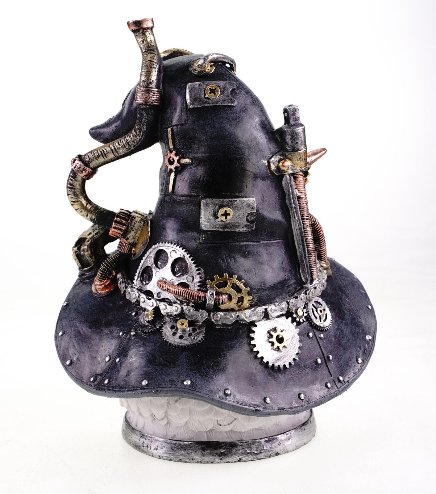 Kremers Schatzkiste Duża głowa sowy figurka steampunk, ręcznie malowana 20 x 17 cm, statuetka z żywicy poliestrowej z mechanicznymi detalami, dekoracja wnętrz, rzeźba do dekoracji domu i pomysł na