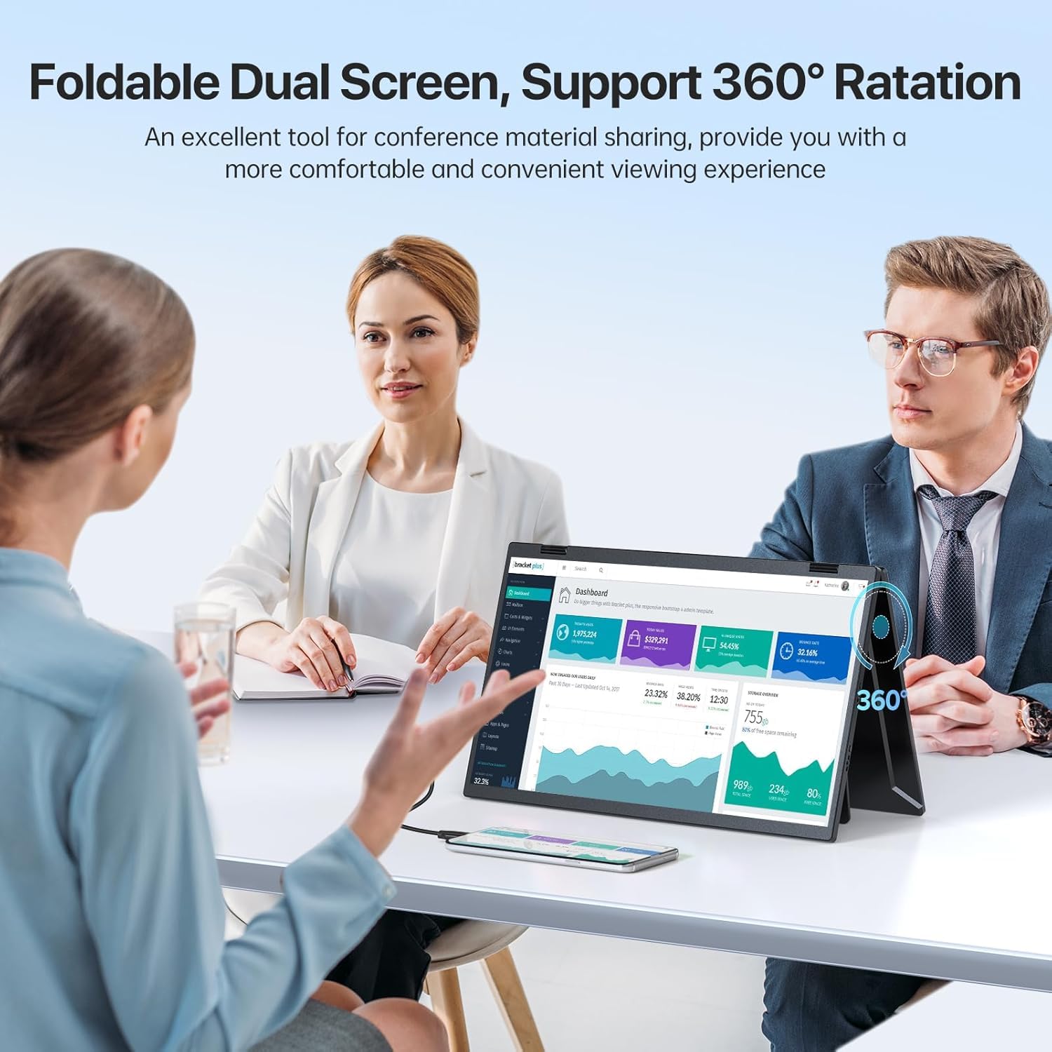 EVICIV Monitor Portatile 15.6'' Doppio Schermo Portatile Portable Monitor, 1080P 100% sRGB Estensore dello Schermo del Laptop Nessun Driver Richiest