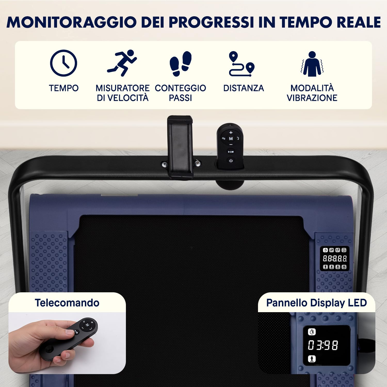 Squatz Tapis Roulant Pieghevole 2-in-1 con Pedana Vibrante, Walking Pad Salvaspazio, Display LED, Supporto Tablet, Telecomando, Motore Silenzioso 750W per Casa e Ufficio