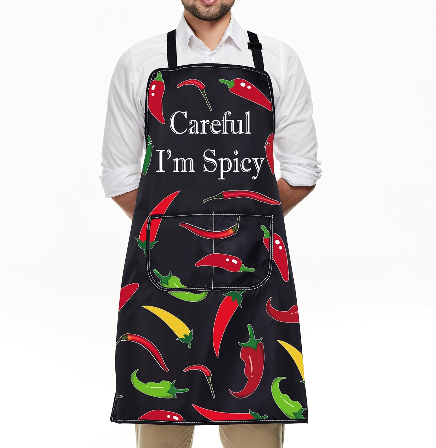 BNQL Chili Pepper Apron Hot Chilli Gifts Spicy Food Lover Gift Careful i'm Spicy Peppers Chilli Cooking Chef Apron - Image 7
