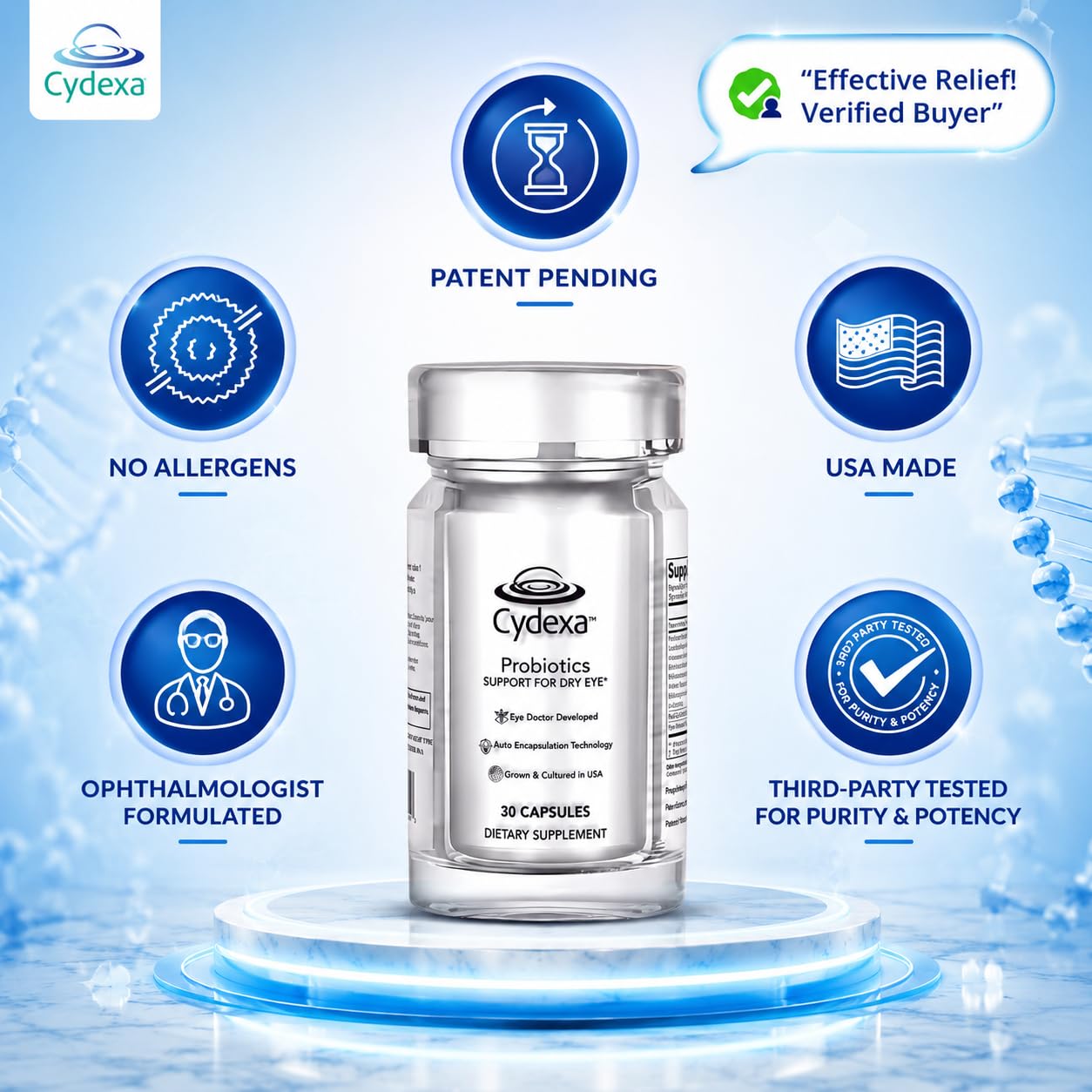 Only Probiotic Supplements for Dry Eye with Entrocoat & Vitamin D₃ – Scientifically Developed Eye Vitamins for Eye Gut–Eye Axis Support – Ophthalmologist-Formulated for Dryness & Redness (Pack-of-01) — Amazon image 3