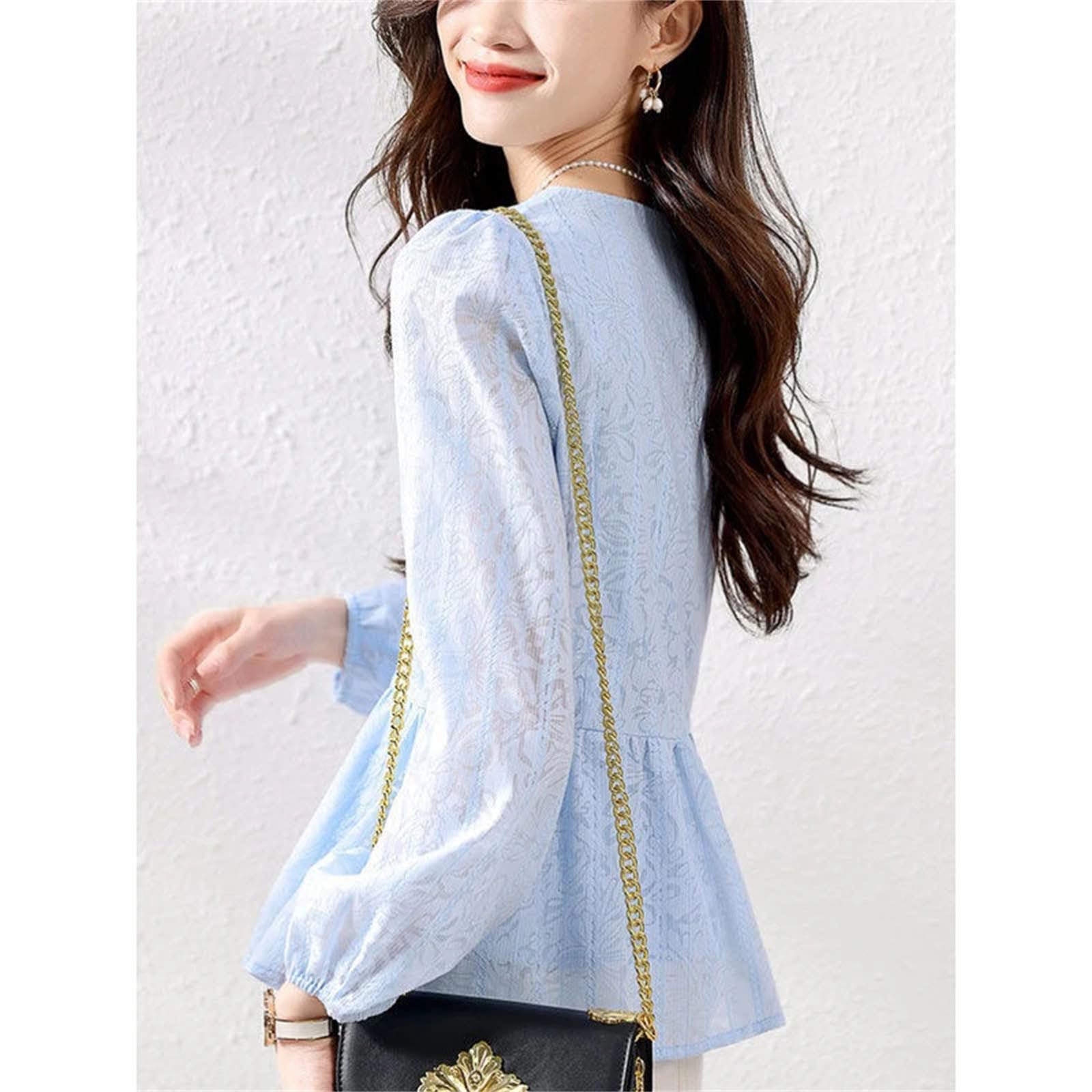 Blusas de primavera para mujer, elegantes, informales, de manga larga, para oficina, trabajo