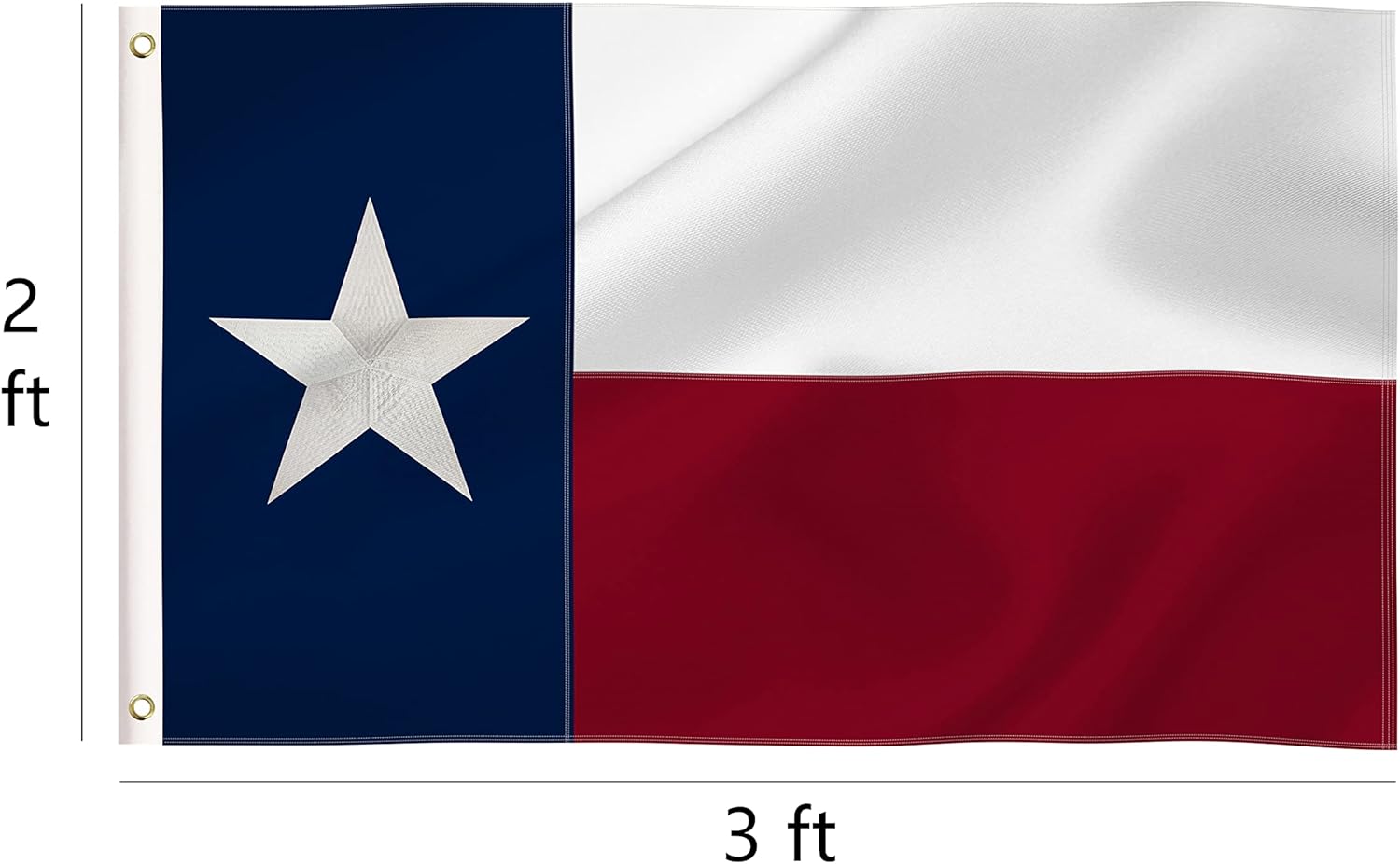 2x3 Ft American and Texas State Flags, USA and State TX Combo Pack, Embroidered Stars 210D Nylon Flags with Brass Grommets (2x3Ft USA+Texas) - Image 4