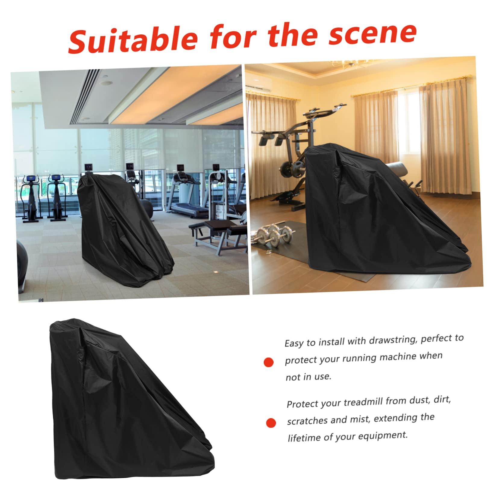 KOMBIUDA Housse de Protection Étanche pour Tapis Roulant, Tissu Oxford Noir, Légère et Facile à Installer Cordon de Serrage, pour Salle de Sport à Domicile