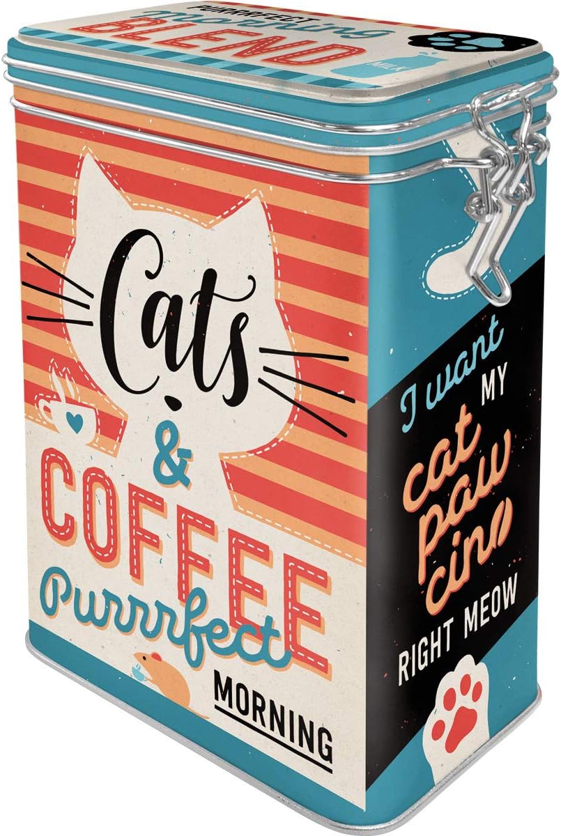 Nostalgic-Art Coffee-Gift Idea for Cat Owners, Large tin Aroma lid, Vintage Design, 1.3 l