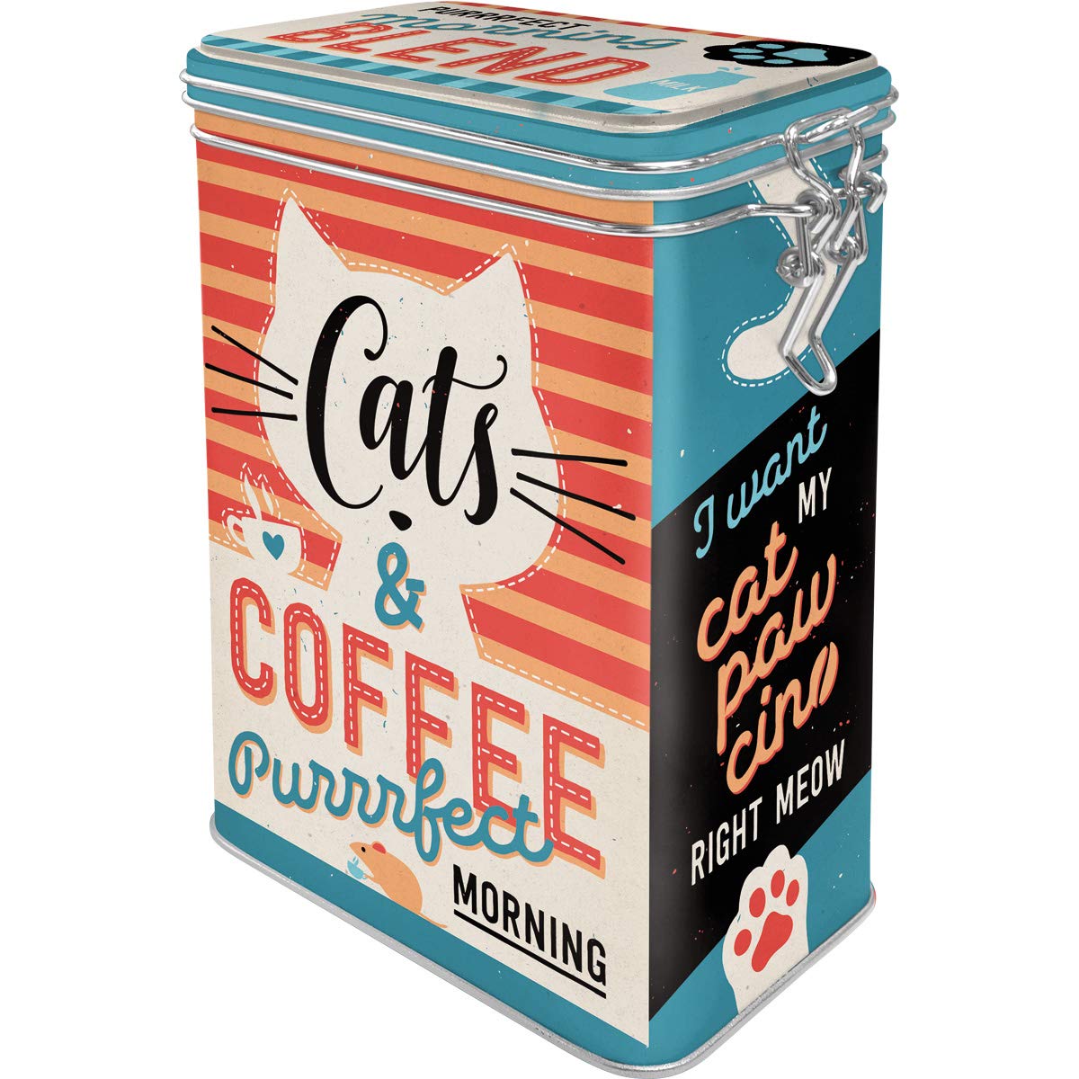 Nostalgic-Art Coffee-Gift Idea for Cat Owners, Large tin Aroma lid, Vintage Design, 1.3 l