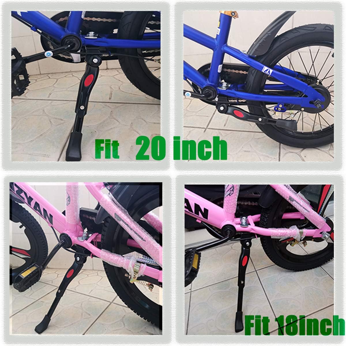 VECKUSON Kickstand for Kids Bike, Bicycle Kickstands Center Mount for 16 18 20 22 Inch Bicycles Adjustable Aluminum Alloy Kickstands for 16-18-20inch 18-20-22inch Mountain Bike