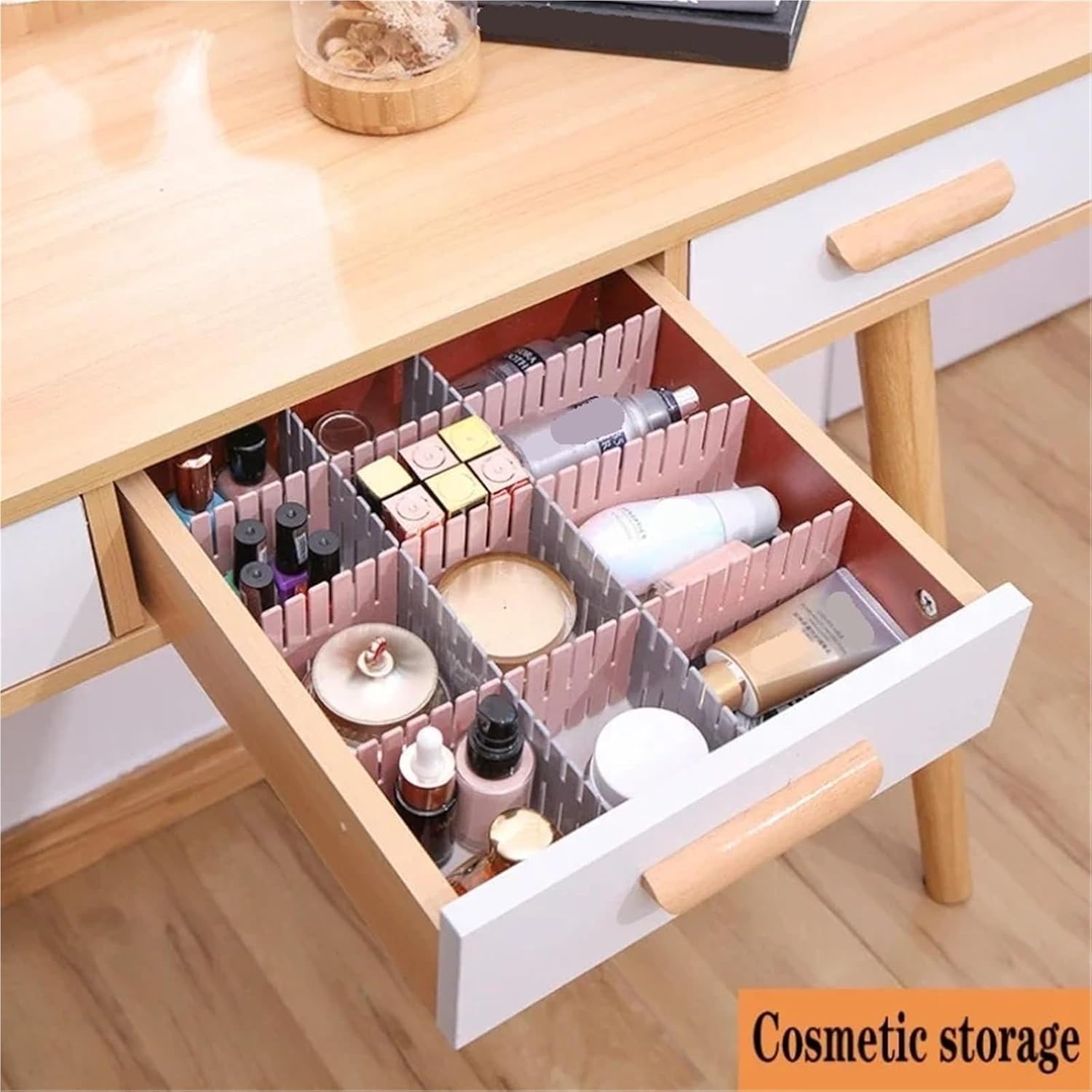8Pcs Divider Adjustable Household Storage Cabinet Combination For Underwear Socks Sundries For Clothes(Pink)