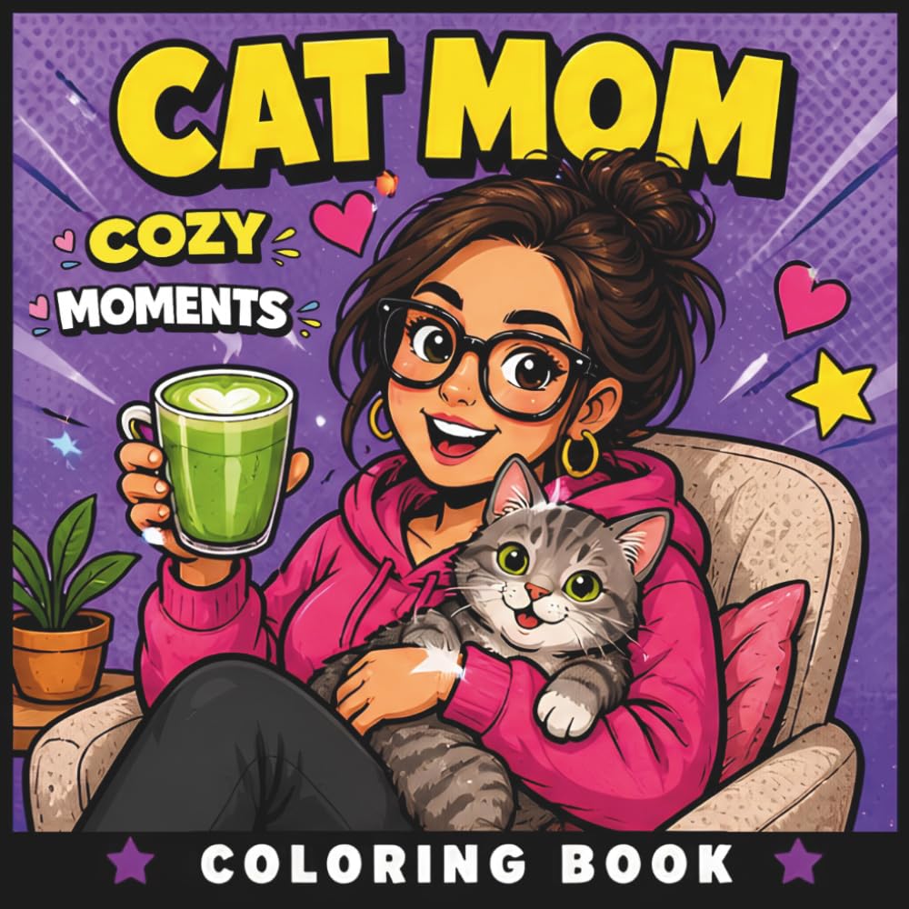 Cozy Cat Mom Coloring Book: 50 Cute and Relaxing Cat Mom Scenes for Stress Relief and Relaxation (The Chaos Crew)