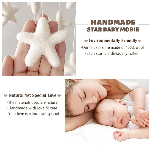 Miniatura 3 de Móvil de bebé para cuna - Móvil de cuna boho - Móvil de fieltro con estrella - Móvil para bebé neutro de género - Decoración bohemia para guardería