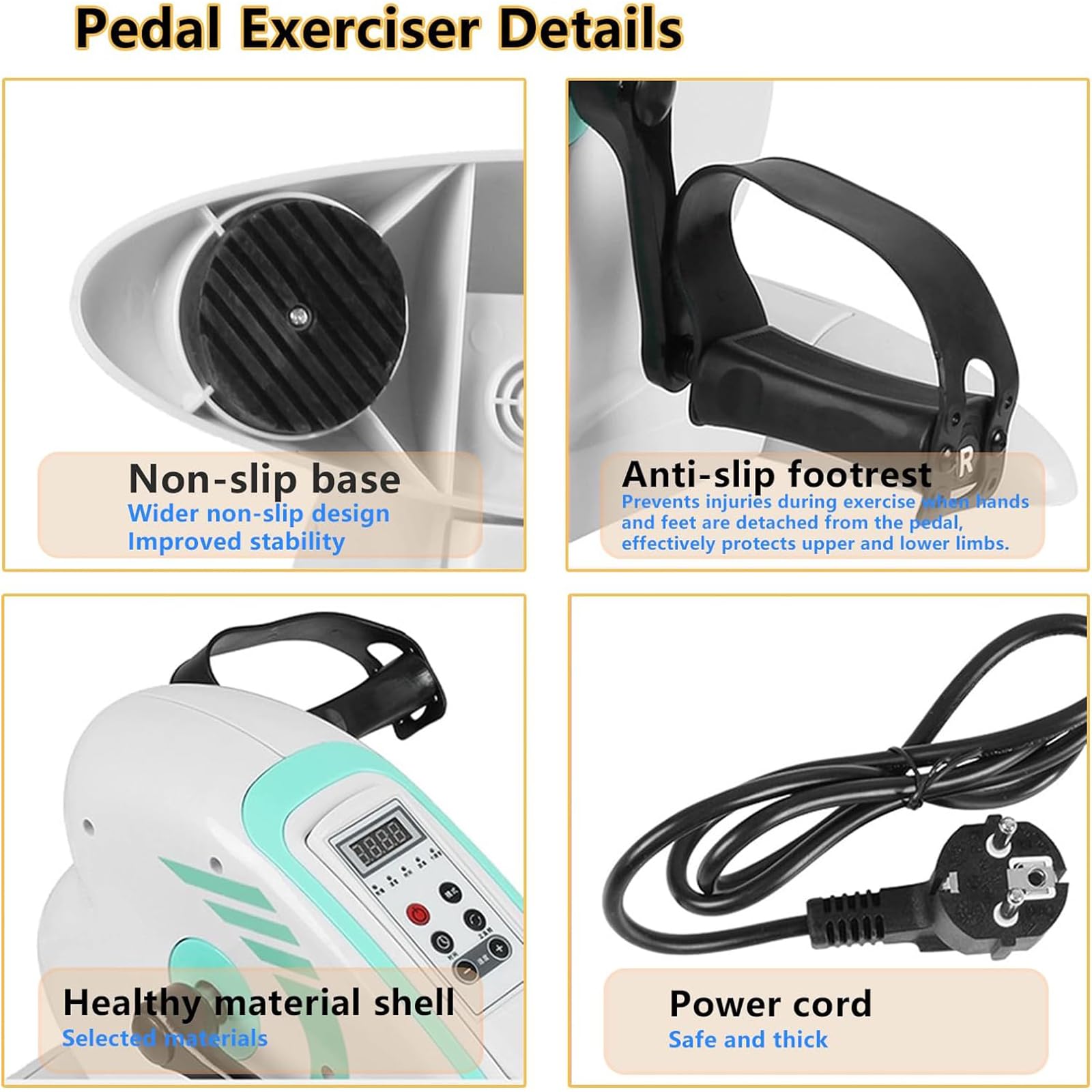 Rower rehabilitacyjny LED, mały instrument do rehabilitacji fitness z pilotem, 5-poziomowa wysokość/12 prędkości, regulowana do przodu i odwracalna