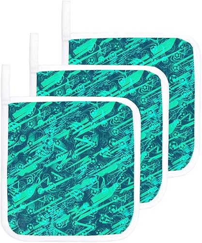 3 Packs Abstract Balls Pot Holders Sets for Kitchen,Oven Pan Plate Bowl Pads Heat Proof Mat with Hanging Loop,Terry Cloth Potholders Soft Grip for