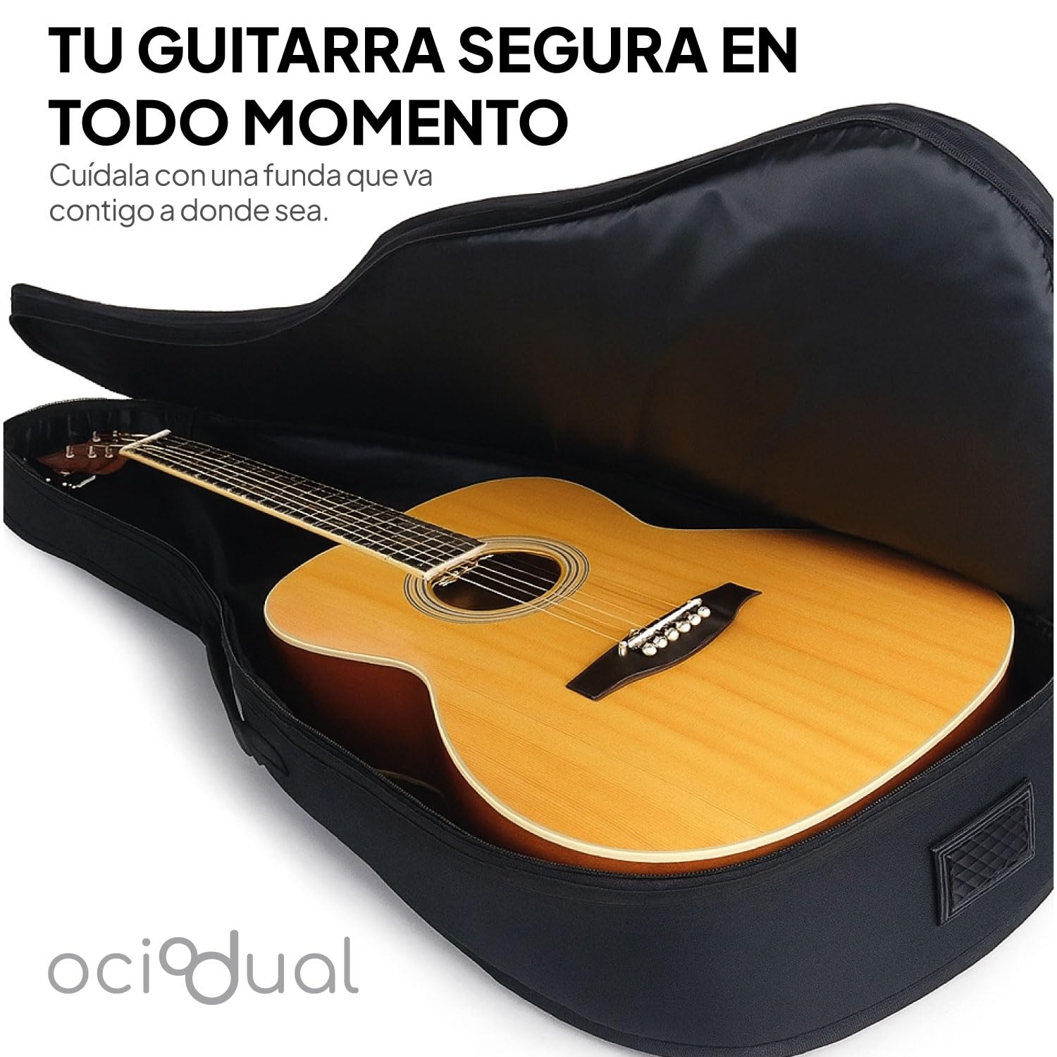 OcioDual Funda Guitarra Española, Funda Guitarra Acustica, Mochila con Bolsillo Exterior y Asa de Transporte, Acolchada, Base de Goma, Impermeable, Guitarras Eléctricas Protección Total