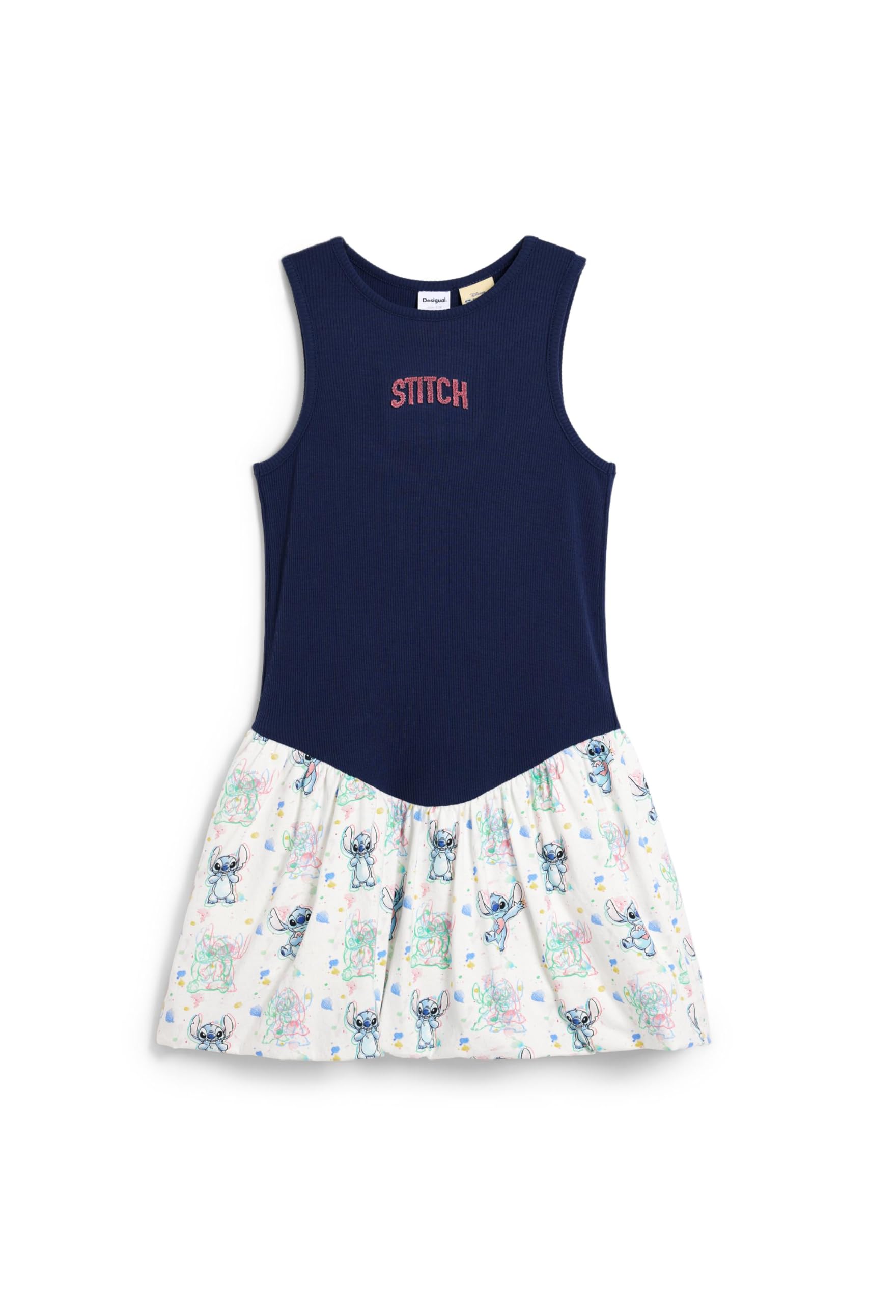 Vestido Desigual juvenil turquesa ropa de Stitch Disney para chicas de 14 años 4