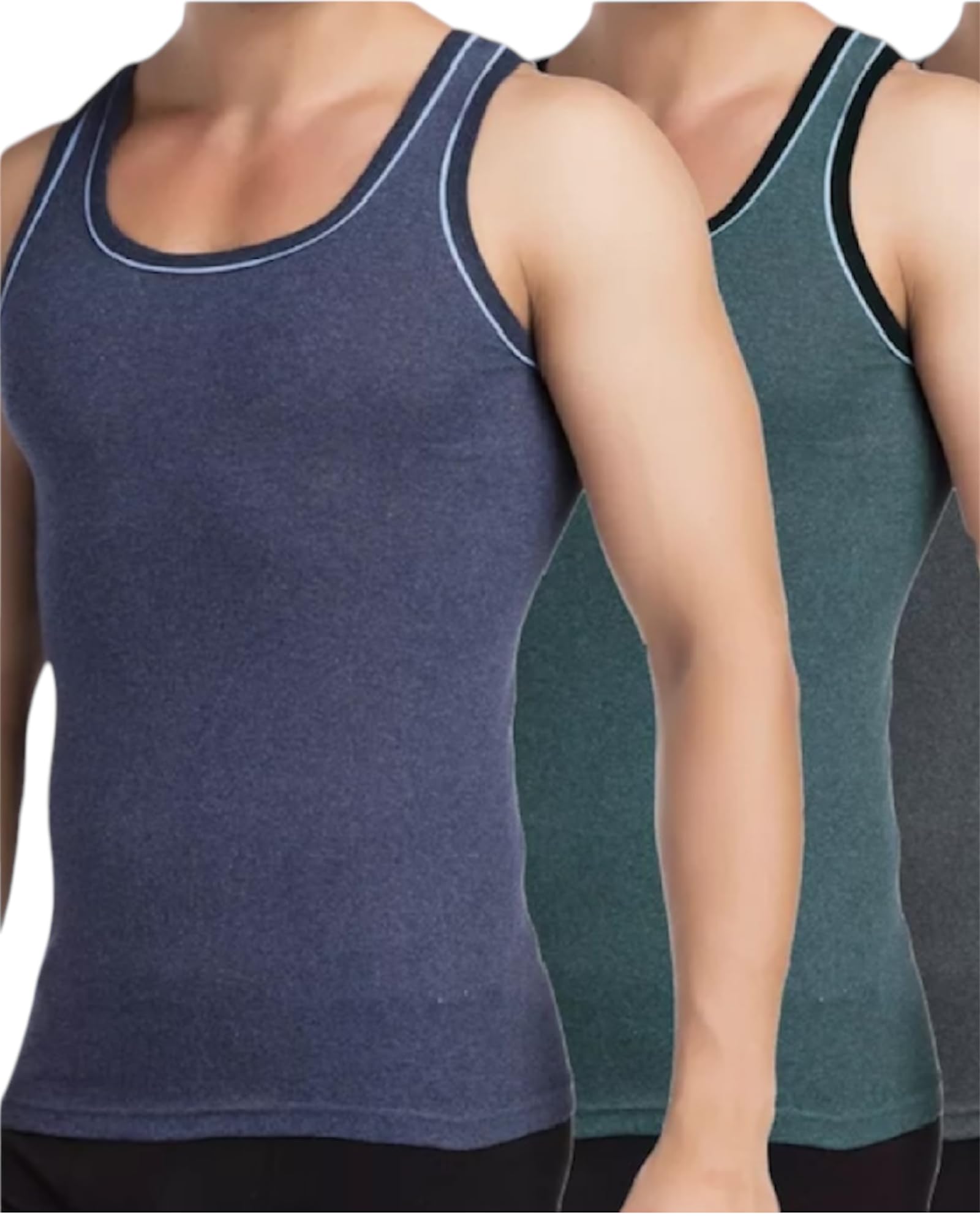 Unterhemd Herren (4er-5er Pack) –Tank-Top Achselshirt Baumwolle Feinripp–Männer Unterwäsche,Mehrfarbig Melange,Grau,Blau,Weiß,Schwarz M-3XL