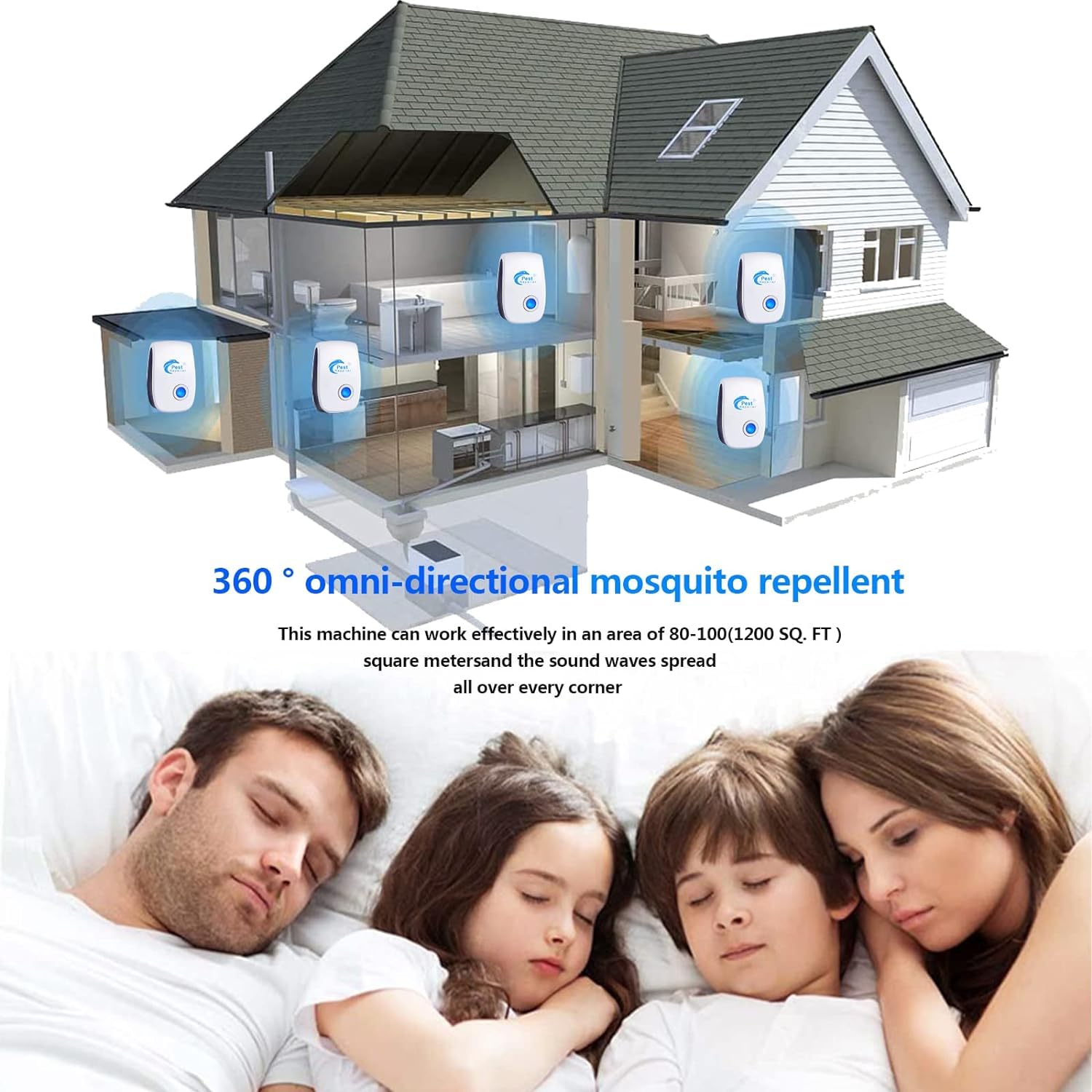 Repelente Ultrasónico de Plagas, 4 Pack Electrónico Repelente Mosquitos Insectos Control de Plagas,Repelente Ultrasónico Ratas para Interiores Anti Cucarachas, Moscas, Mosquitos, Ratones, Arañas — view 6