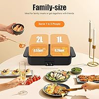Vista 4 de Olla caliente eléctrica, parrilla de barbacoa 2 en 1, olla caliente de 2 engranajes, sartén ajustable sin humo, parrilla antiadherente