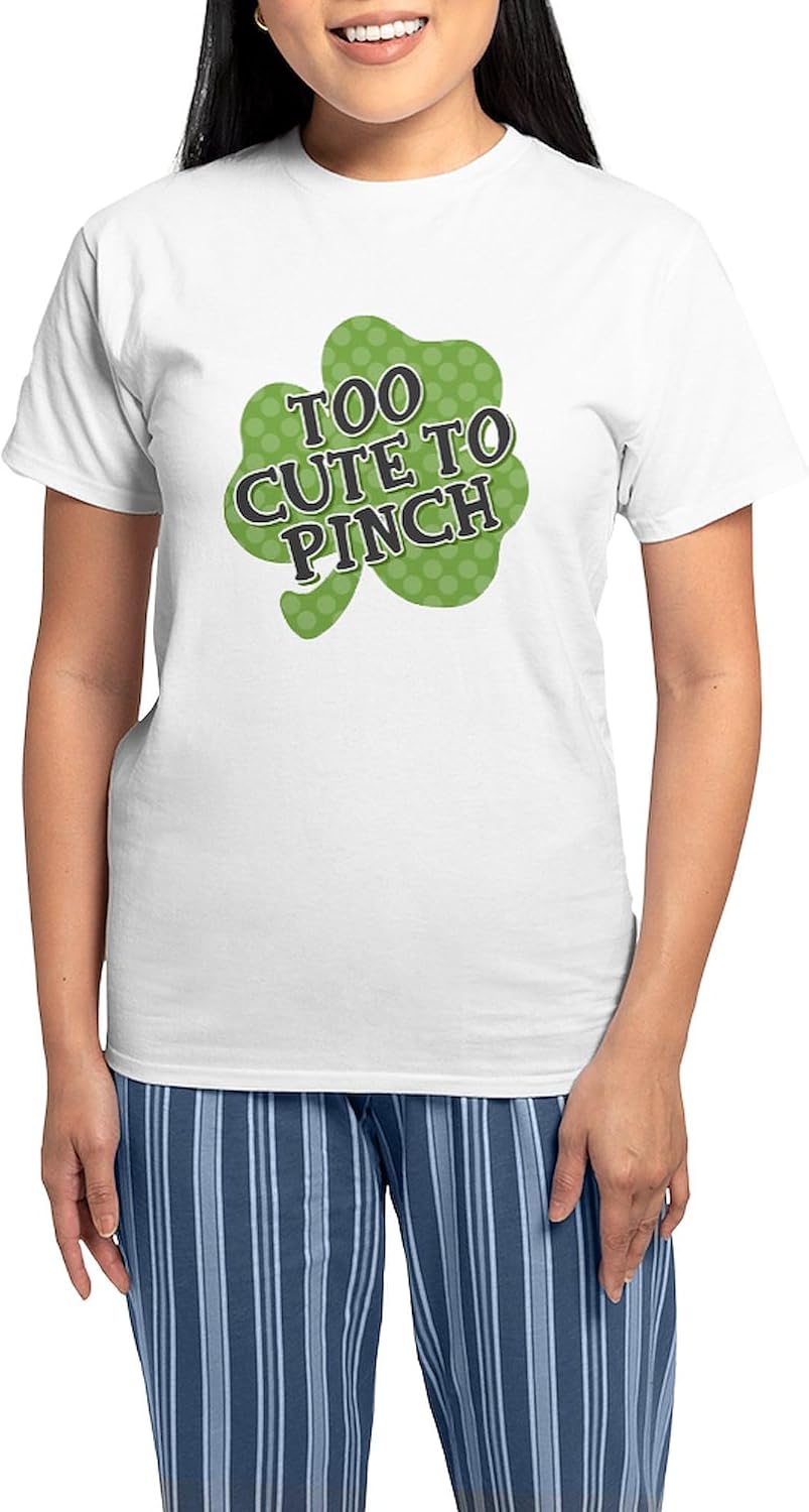 CafePress Too Cute Women's Light Pajamas Women's Novelty Cotton Pajama Set, Comfortable PJ Sleepwear