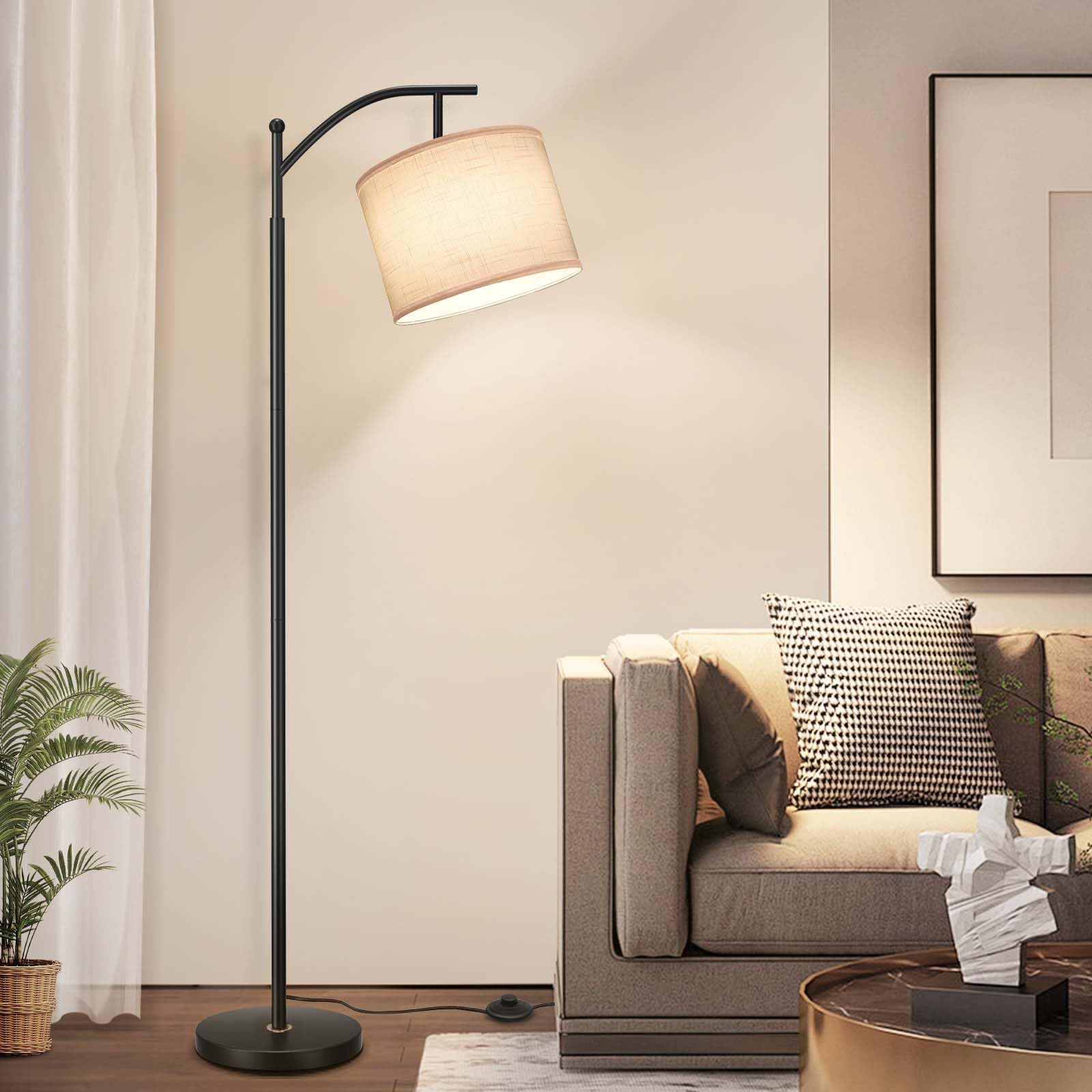 HOMCOM Lampadaire Sur Pied Salon, Lampe Salon Contemporain Avec 3 Spots Pivotants Abat Jour En Verre Et Interrupteur A~1sehmkkda2001