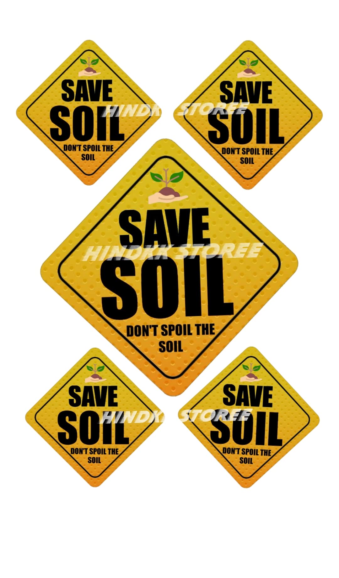 Save Soil Sticker Vinyl Pack of 5 (4 & 5 inch) | Save Soil Save Nature Save Earth Stop Pollution Stickers | Earth Day & Environment Day Stickers for Home Office CAR & Bikes