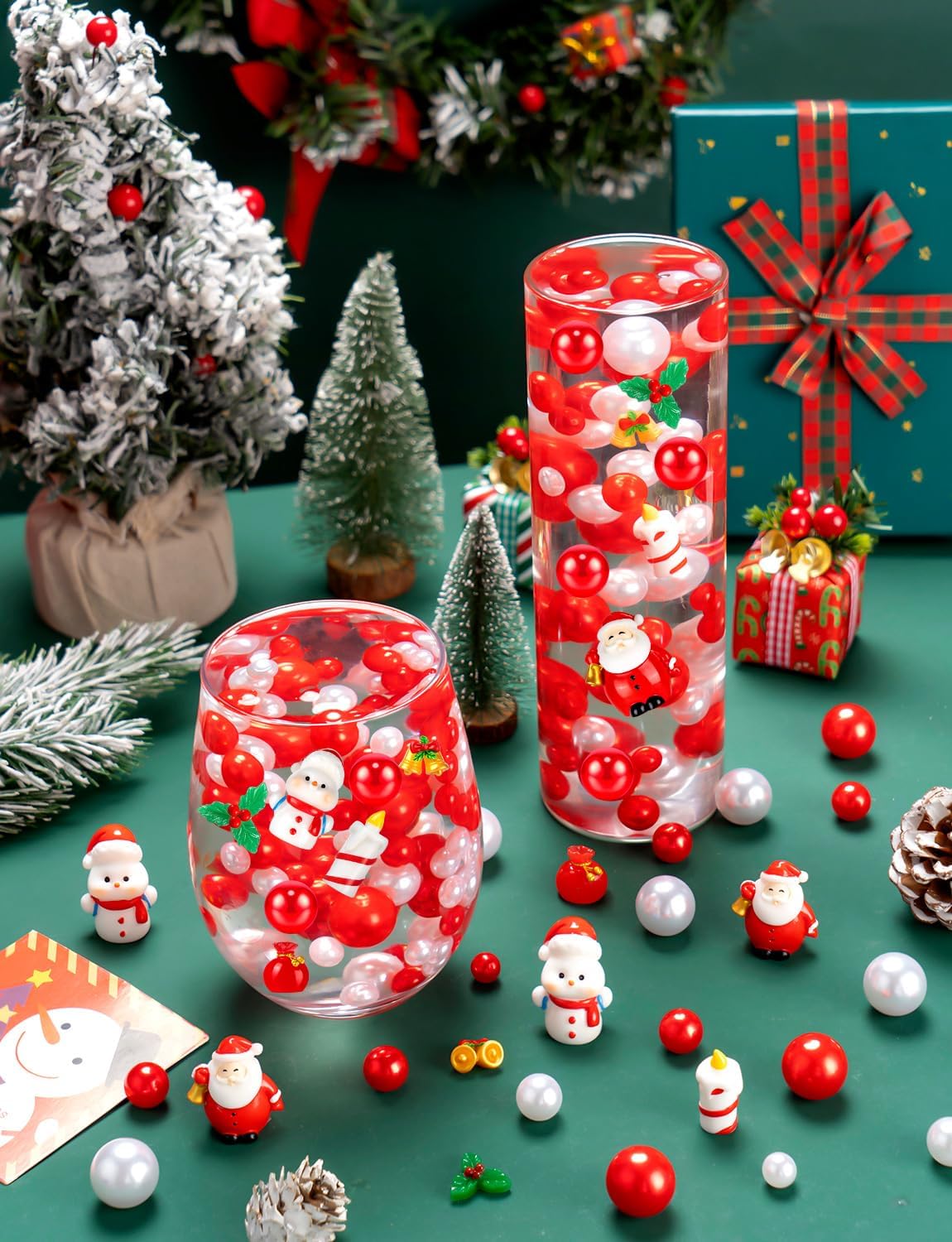 100Pcs Christmas Vase Filler, Red and White Floating Vase Fillers for Table Centerpieces Decorations image 4