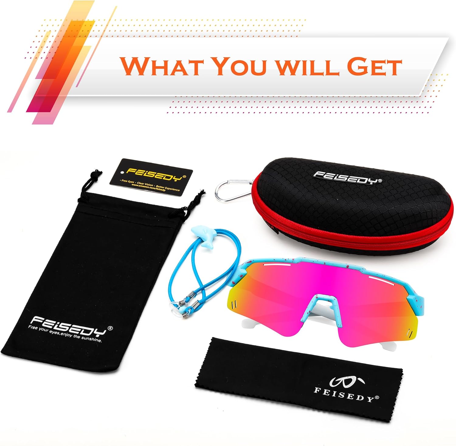 FEISEDY Kids Sports Polarized Sunglasses Youth Baseball Cycling Sun Glasses for Boys Girls Age 2-12 B4168