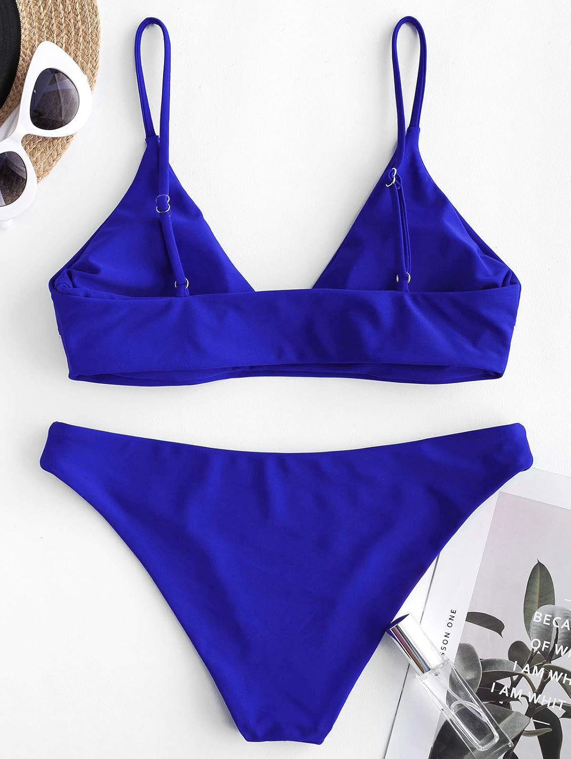 ZAFUL Women's Solid Spaghetti Strap Bralette Bikini Set Two Piece Swimsuit - Image 3