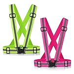 Reflective Vest Running Gear, 2Pack High Visible Safety VES for Cycling Jogging Running Walking, Adjustable for Men Women Kids