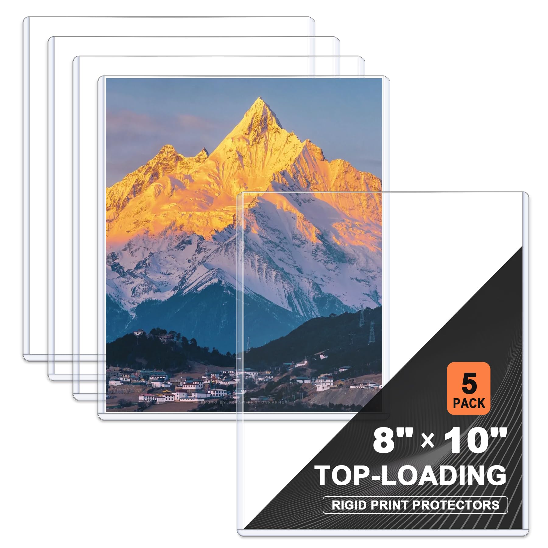 Ndsox 5 Pack 8" x 10" Rigid Print Protectors Clear Hard Plastic Sheet Protectors Top Loading for Photographs, Photo Papers, Posters, Prints, Birth