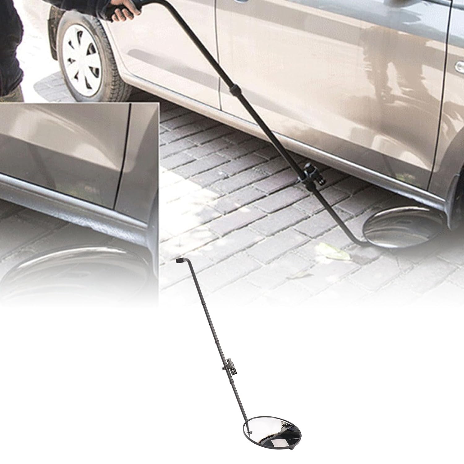 Under Vehicle Inspection Mirror with LED Light Scalable Adjustable Security Check V3 for School Checkpoints, Customs Border, etc, Suitable for Safety Inspection of Cars, Trucks, Eq
