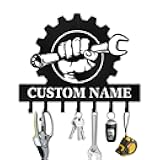 Customized Car Garage Key Holder for Wall, Key Holder Wall Mount, Vintage Man Cave Decor, Key Rack Organizer, Decorative Tools Hooks for Workshop Garage Office Entryway, Personalised Gifts