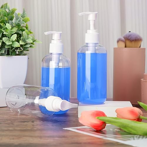 Miniatura 5 de 48 botellas de plástico de 8 onzas, dispensador de botellas de champú y acondicionador, dispensador de jabón de manos, botellas vacías portátiles,