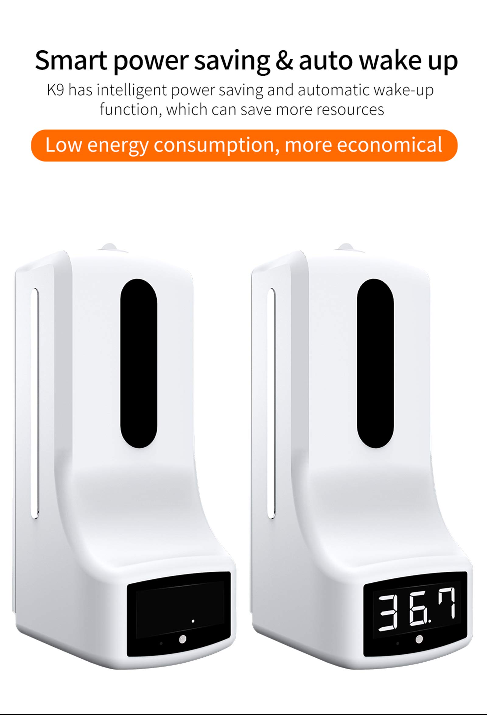 Termómetro infrarrojo digital sin contacto de pared K9 Pro de 1000 ml con dispensador de jabón, con alarma, adecuado para uso en oficinas, escuelas en el hogar y comunidades,K9 pro+stand
