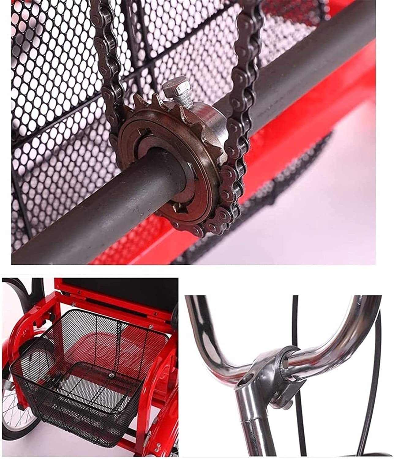 Triciclo per adulti, 3 ruote per adulti, triciclo pieghevole a doppia trasmissione, 3 ruote per adulti anziani, biciclette con cestino per il trasporto, picnic e biciclette con pedale per la