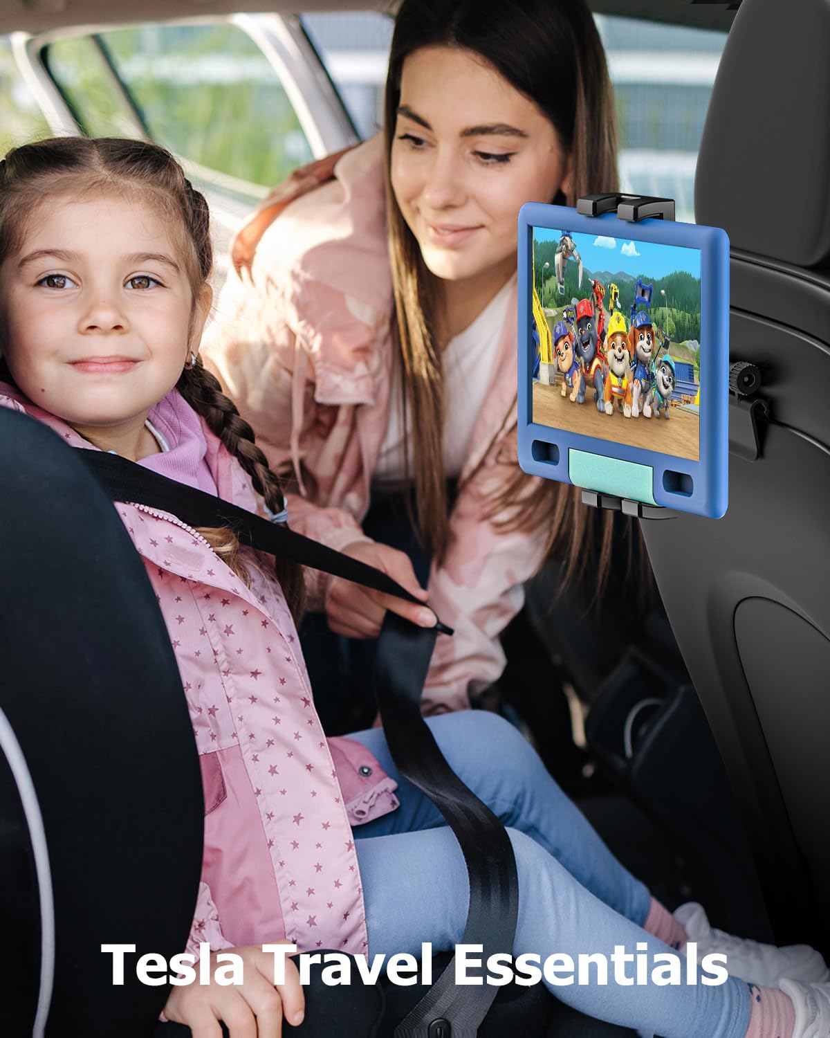 Tesla Tablet Halterung Rücksitz, Model 3/Y Kopfstützenhalterung für Kinder | Tesla Kopfstütze iPad Halter [Kugelkopf aus Metall & 360° Drehung] für iPad Pro Air Mini, Galaxy, Fire, Handys, 4–13"