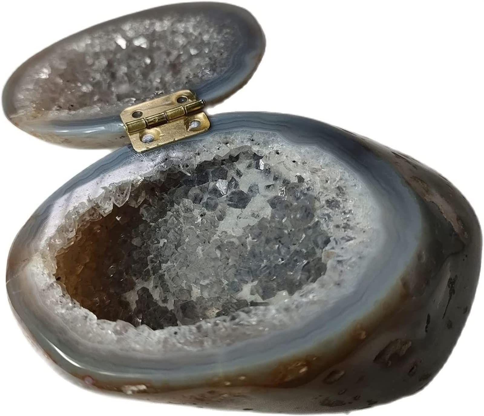 Piedras Almacenamiento hecho a mano natural Ágata geoda Collar Caja Áspera Cuarzo Cristal Pendientes Anillos Caja Piedra de cristal Mujer Joyería Contenedor Piedras de cristal Decoración Inicio Colecc
