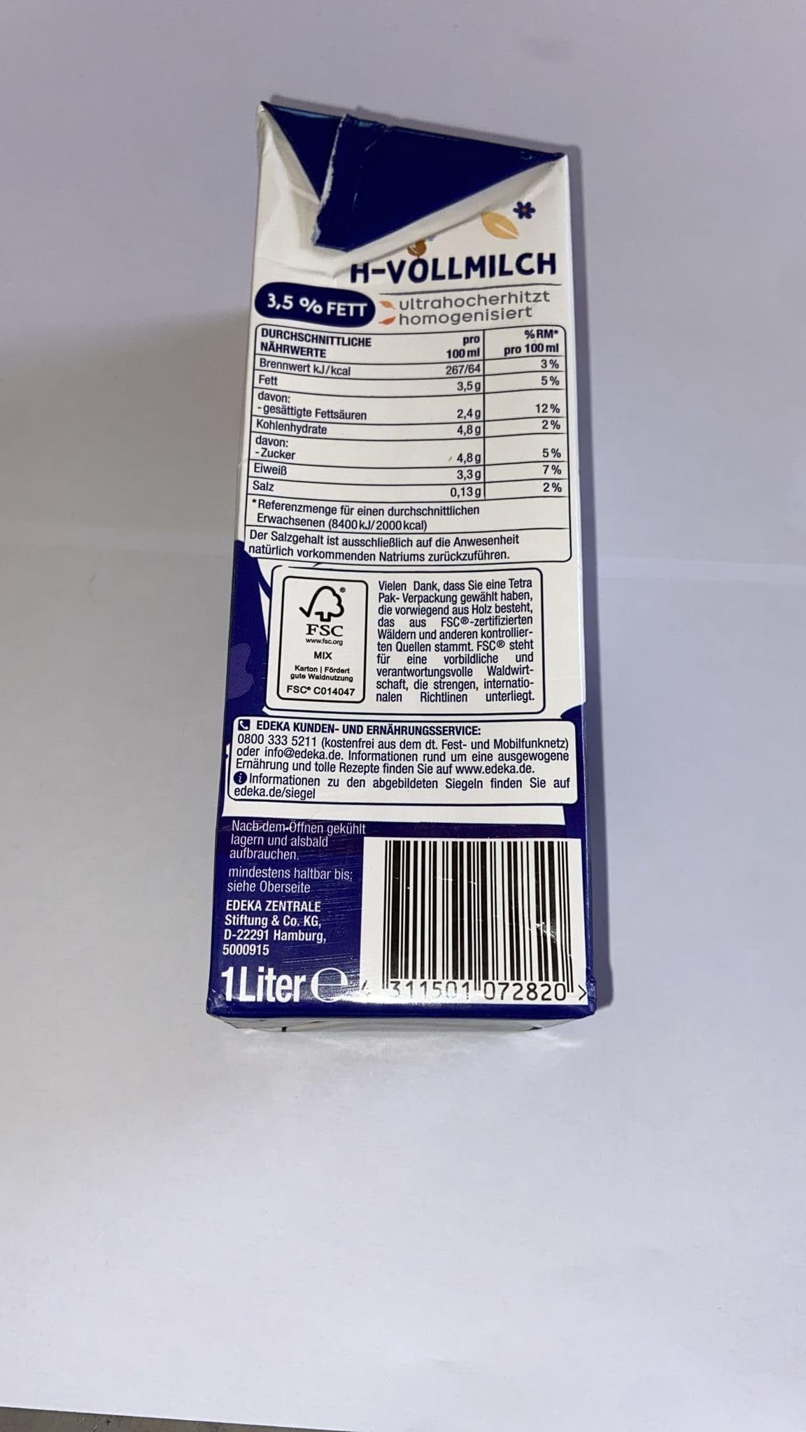 Gut & Günstig Flüssigkeit H-Milch 3.5 Prozent, 12er Pack (12 x 1 l), Karton