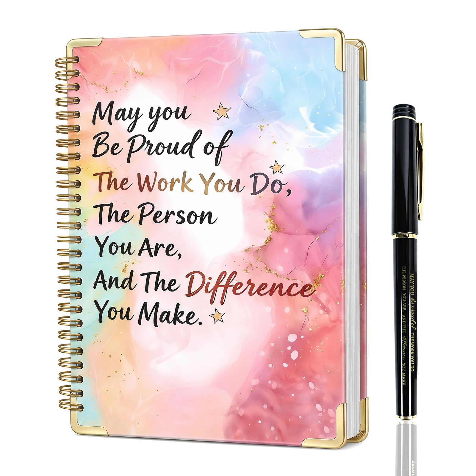 Mitibet Thank You Gifts, Inspirational Teacher Appreciation Notebook, Leaving Gift for Women Colleague, Spiral Note Book, Coworker Staff Work Present, 1 Piece