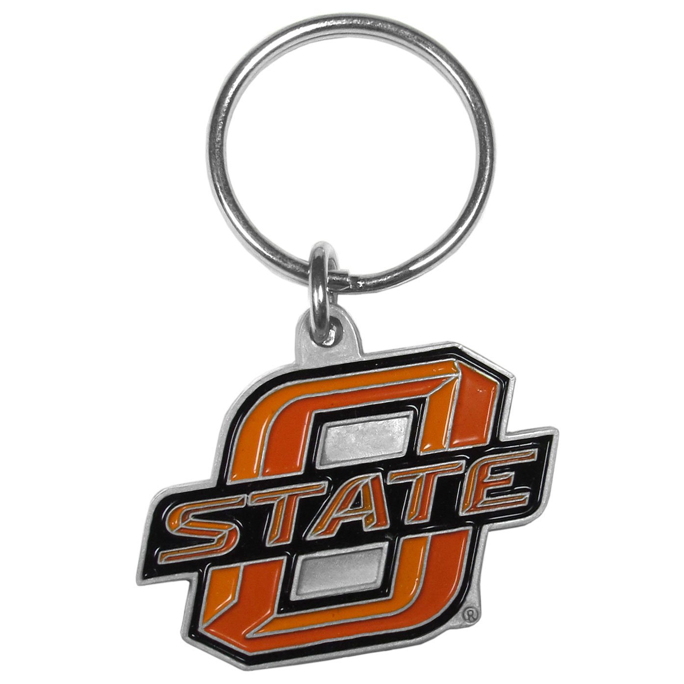 Siskiyou NCAA Oklahoma State Cowboys Carved Metal Key Chain, Orange, Split Ring