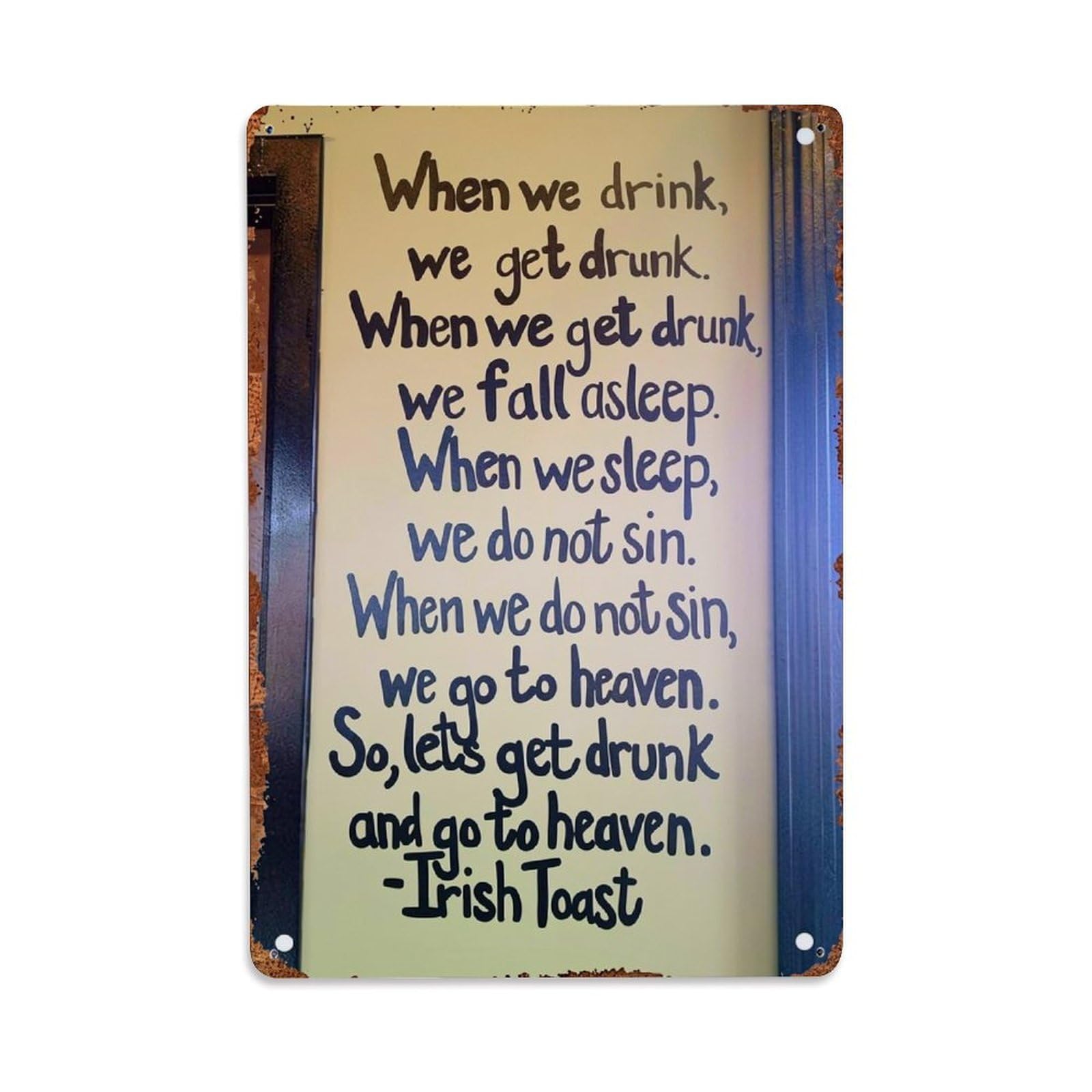 Jdfenggu Vintage Irish Toast Drinking Quote Sign Retro Metal Tin Sign, Metal Poster For Bar, Home, Man Cave, Kitchen, Laundry Room Art Decor 8X12 Inch