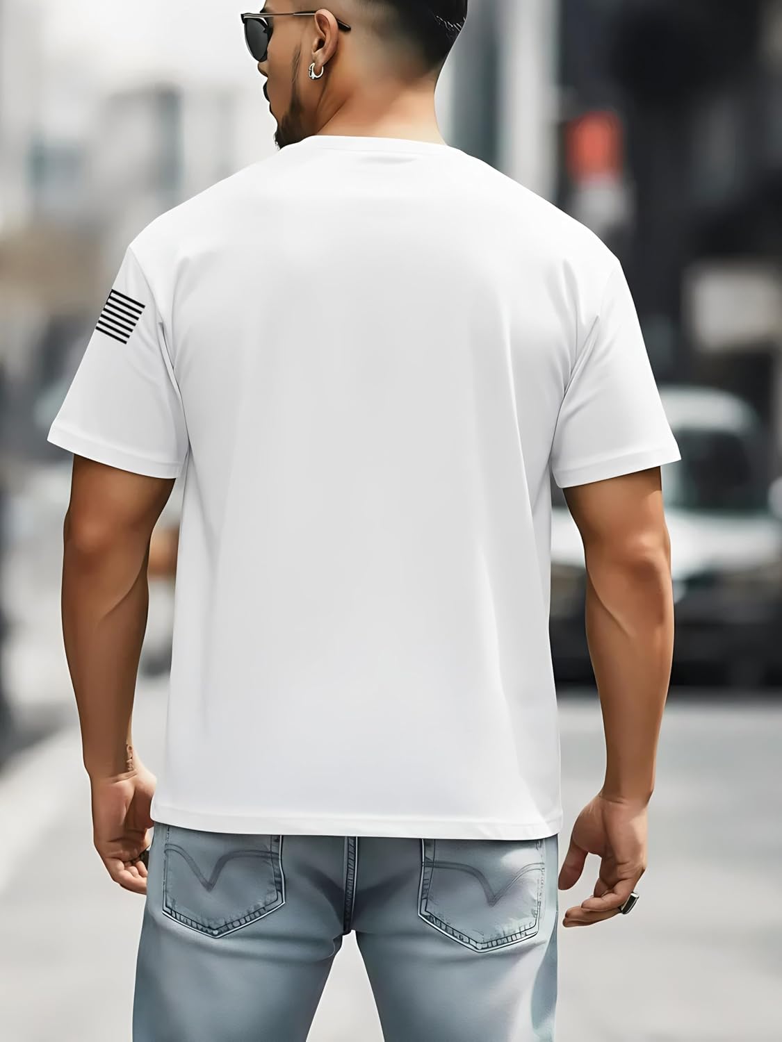 Men's Funny Shirts Dad Husband Freedom America Flag T Shirt Regular Fit Casual Tee Tops Shirts