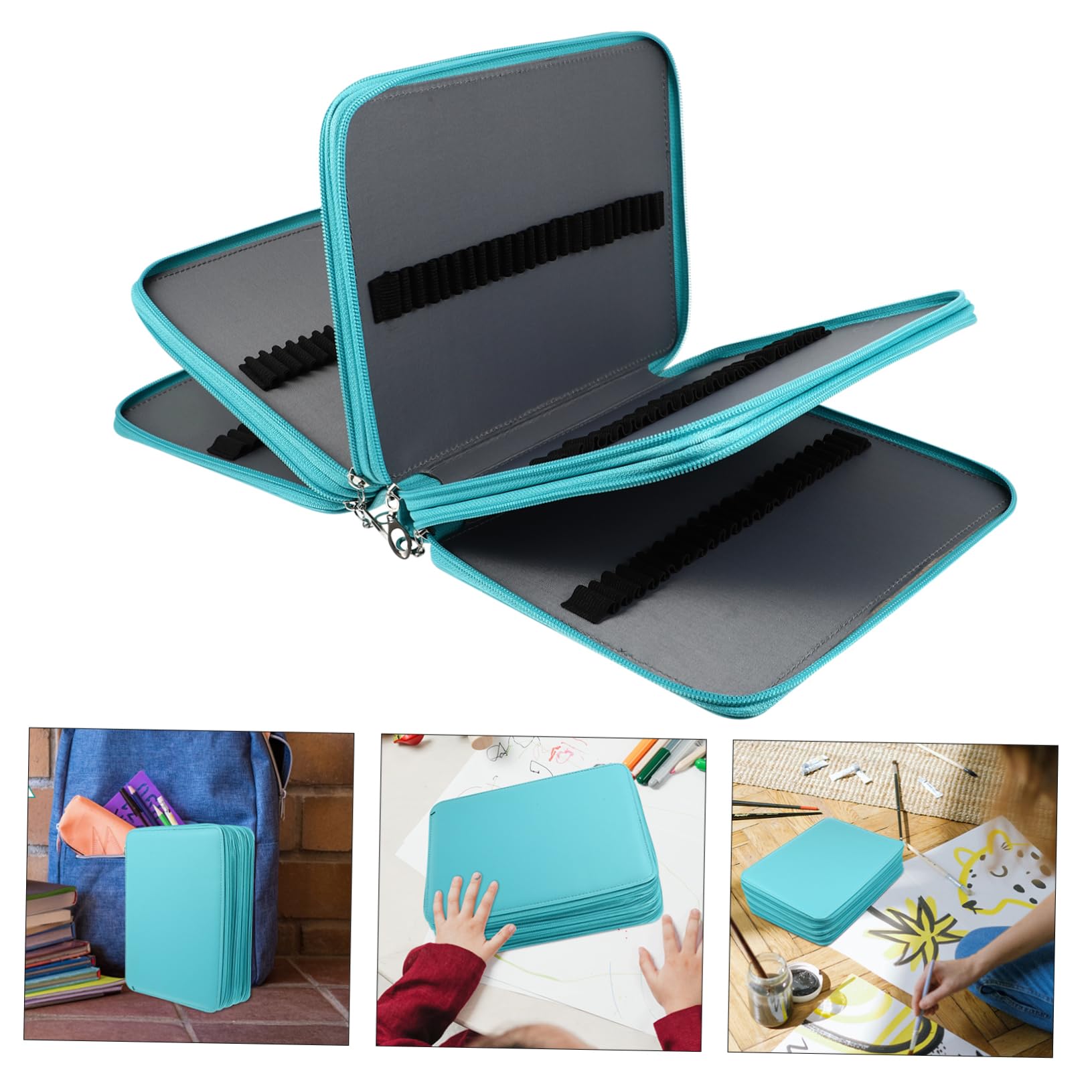 DOITOOL Astuccio per Matite Artistiche in Pu Blu 184 Fori Grande | Design Pieghevole Multi-tasca, per Organizzare Matite da Disegno e Acquerello, Uso per Scrittori e Professionisti