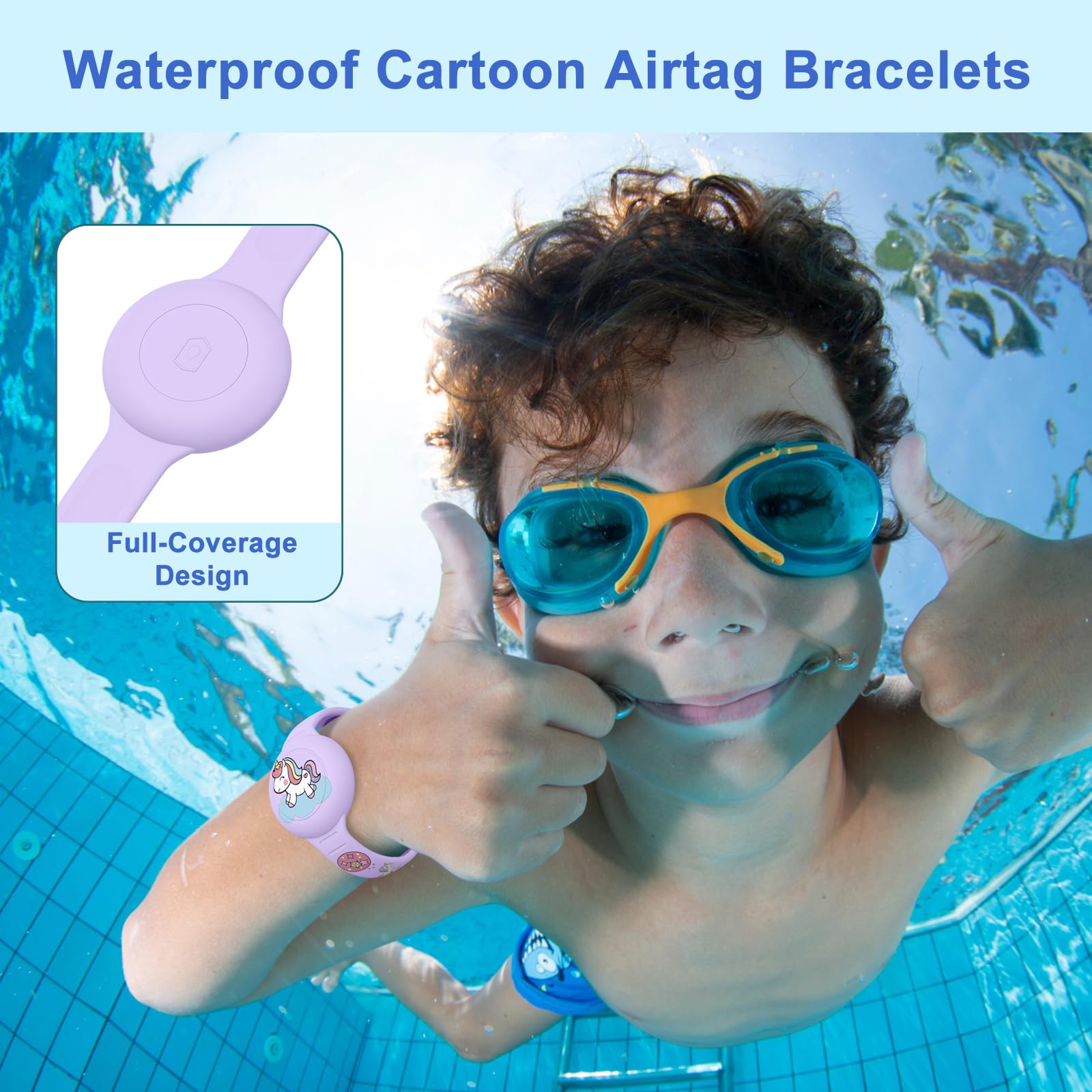 Kids Watchband Compatible with Apple Airtag, Silicone Bracelet Protective Case for AirTag, Anti-Lost Adjustable Wristband for Air Tags, GPS Wristlet Protective Cover for Child/Toddlers - 4
