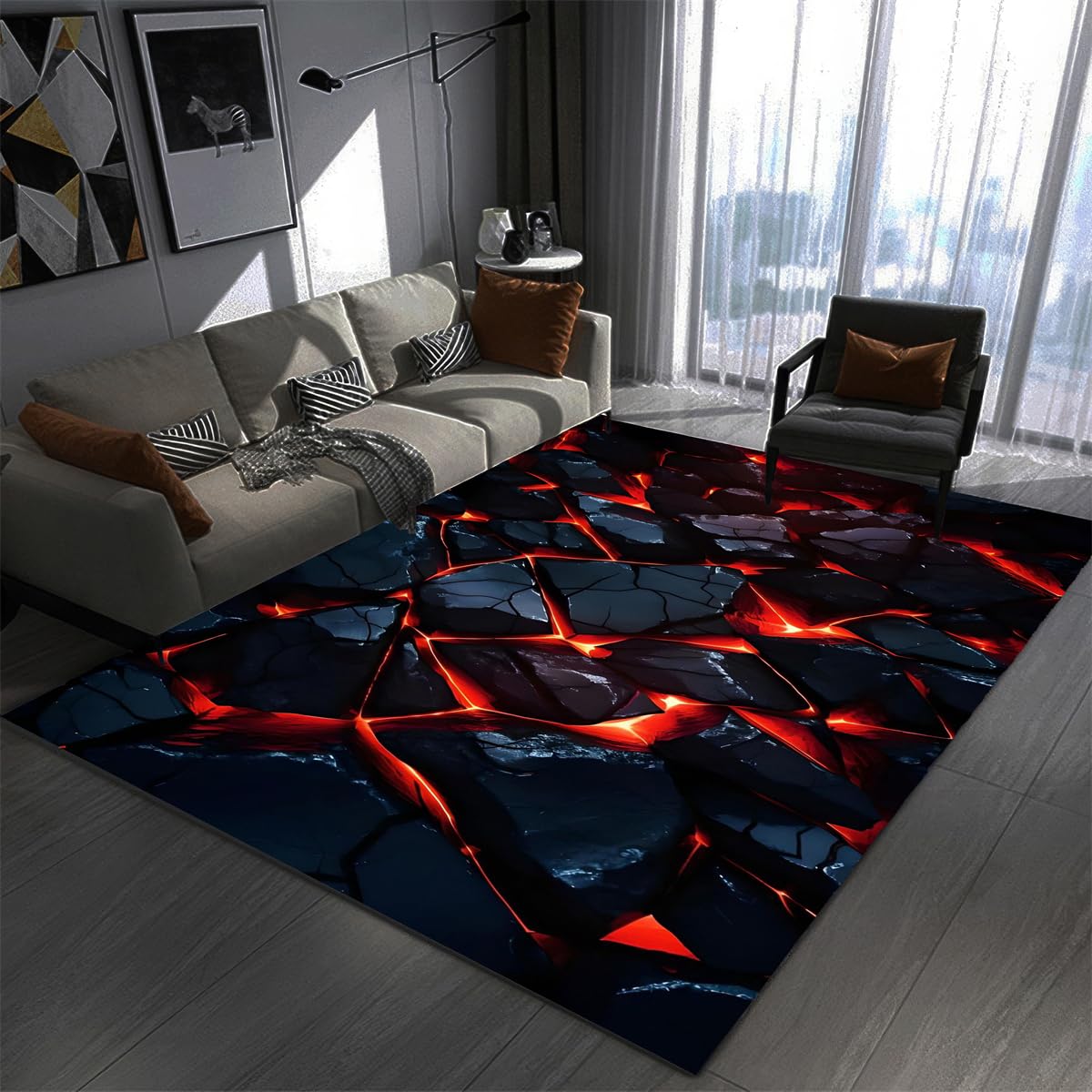 Tappeto Camera Ragazzo Tappeto Gaming Pavimento Stile Moderno Stampa Geometrici Visivi 3D Tappeti Antiscivolo Morbido Grandi Rug Scendiletto Cameretta Bambina (Colore 4,160x230cm)