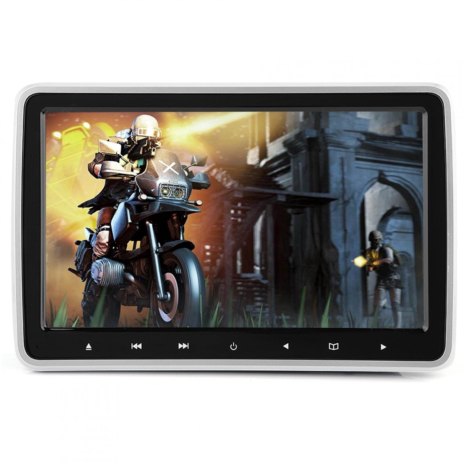 Monitor de reposacabezas, 10.1in 16: 9 TFT HD Reposacabezas de coche Reproductor de DVD Monitor de almohada digital portátil con clip Auriculares estéreo de 3,5 mm